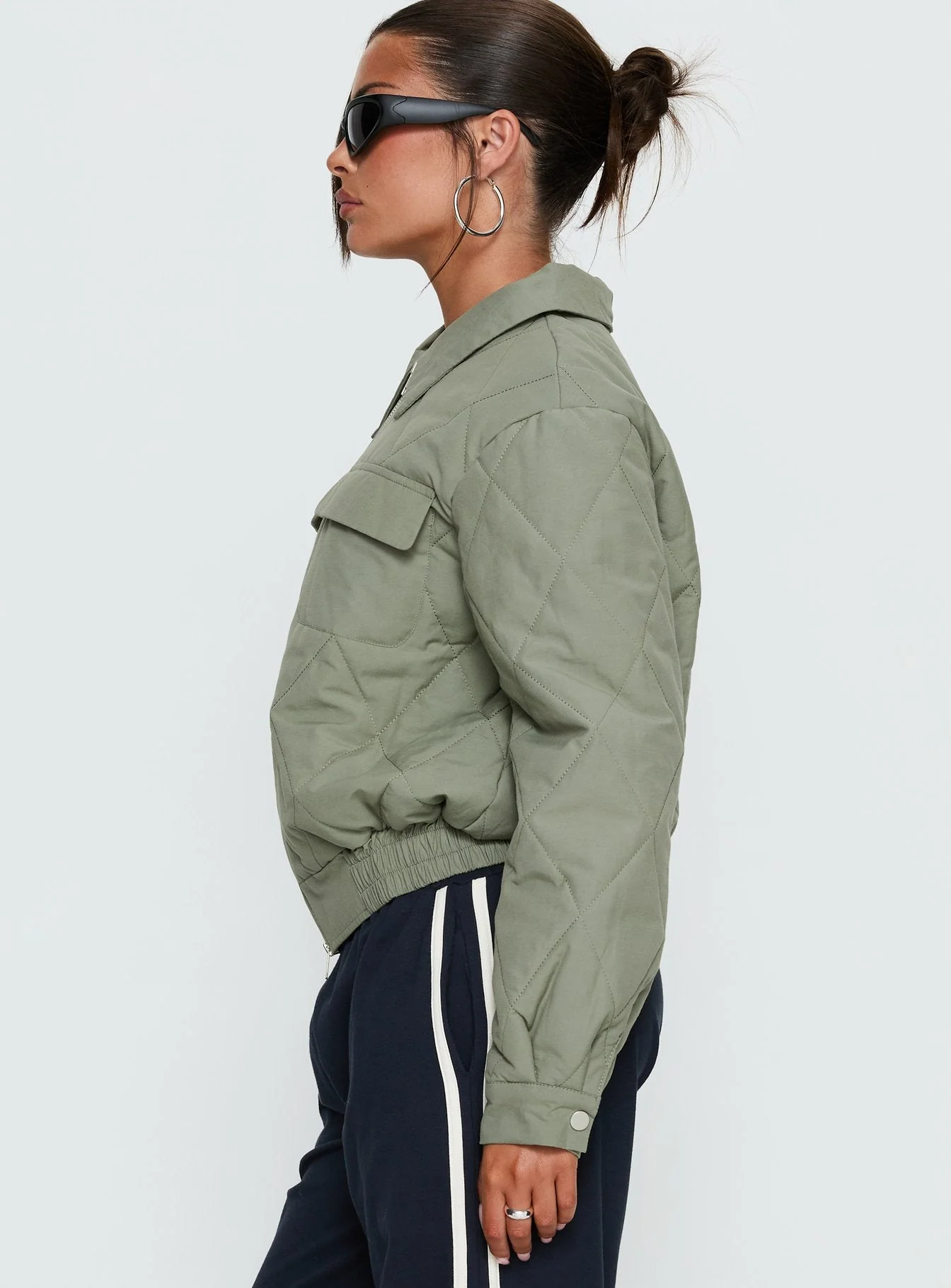 Denvar Quilted Bomber Jacket Green - Image 4