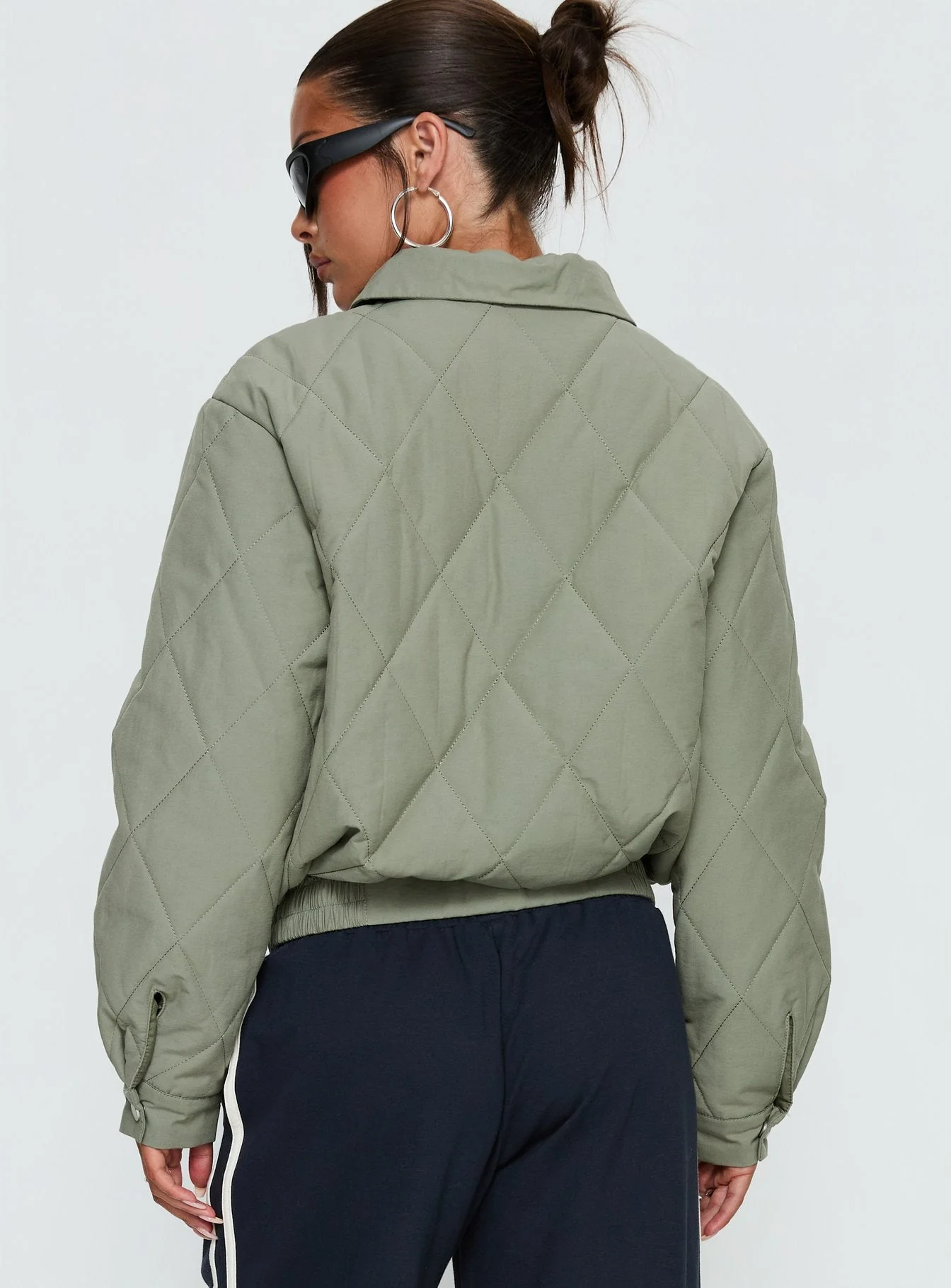 Denvar Quilted Bomber Jacket Green - Image 5