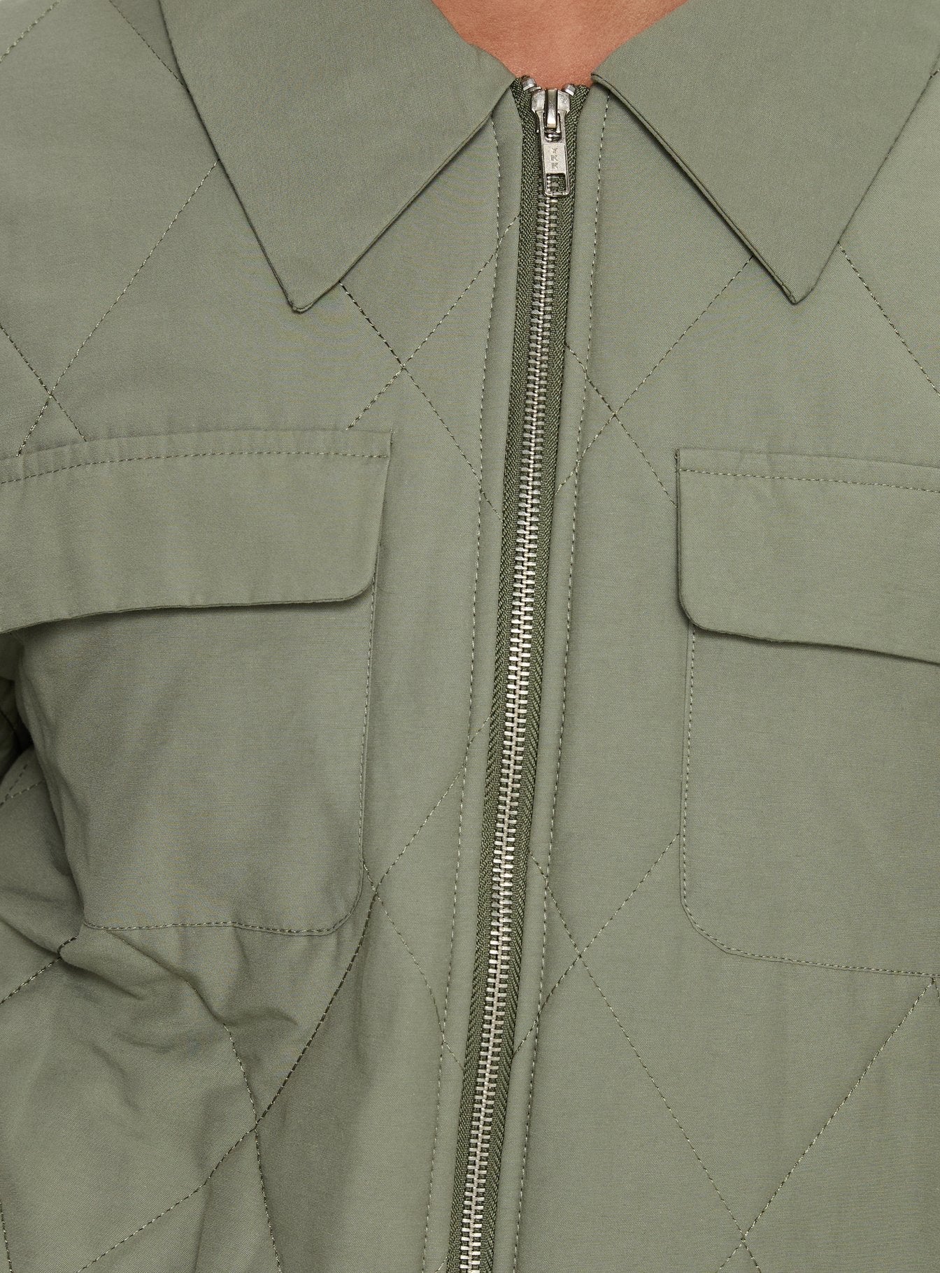 Denvar Quilted Bomber Jacket Green - Image 6
