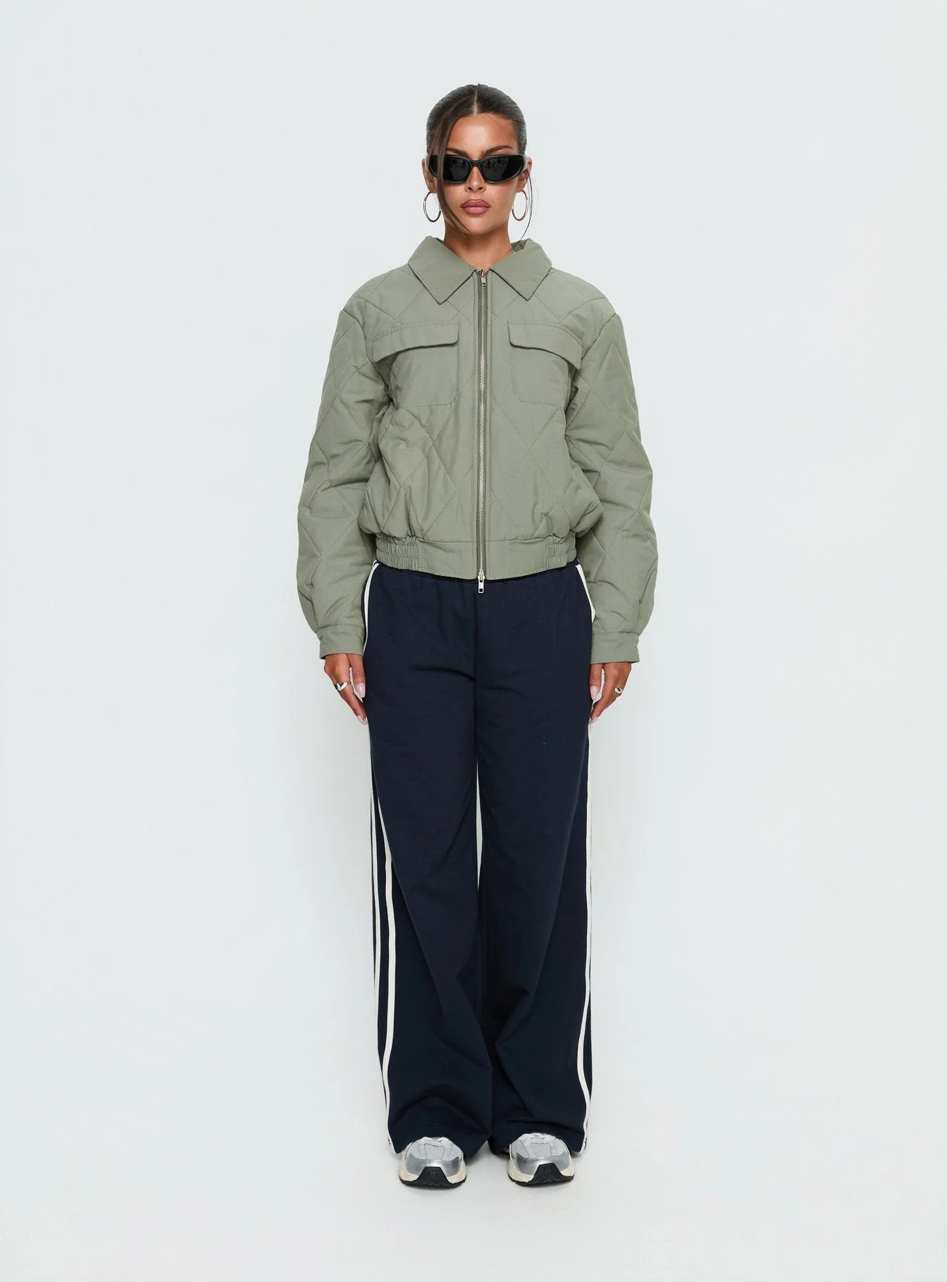 Denvar Quilted Bomber Jacket Green - Image 7