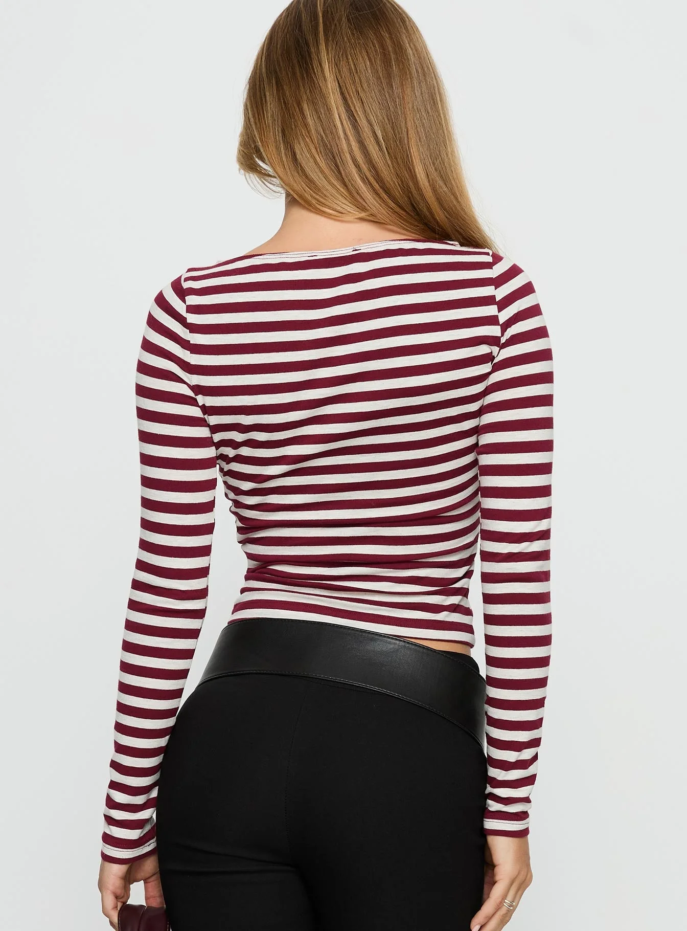 Derrica Long Sleeve Top Red / Grey Stripe - Image 4