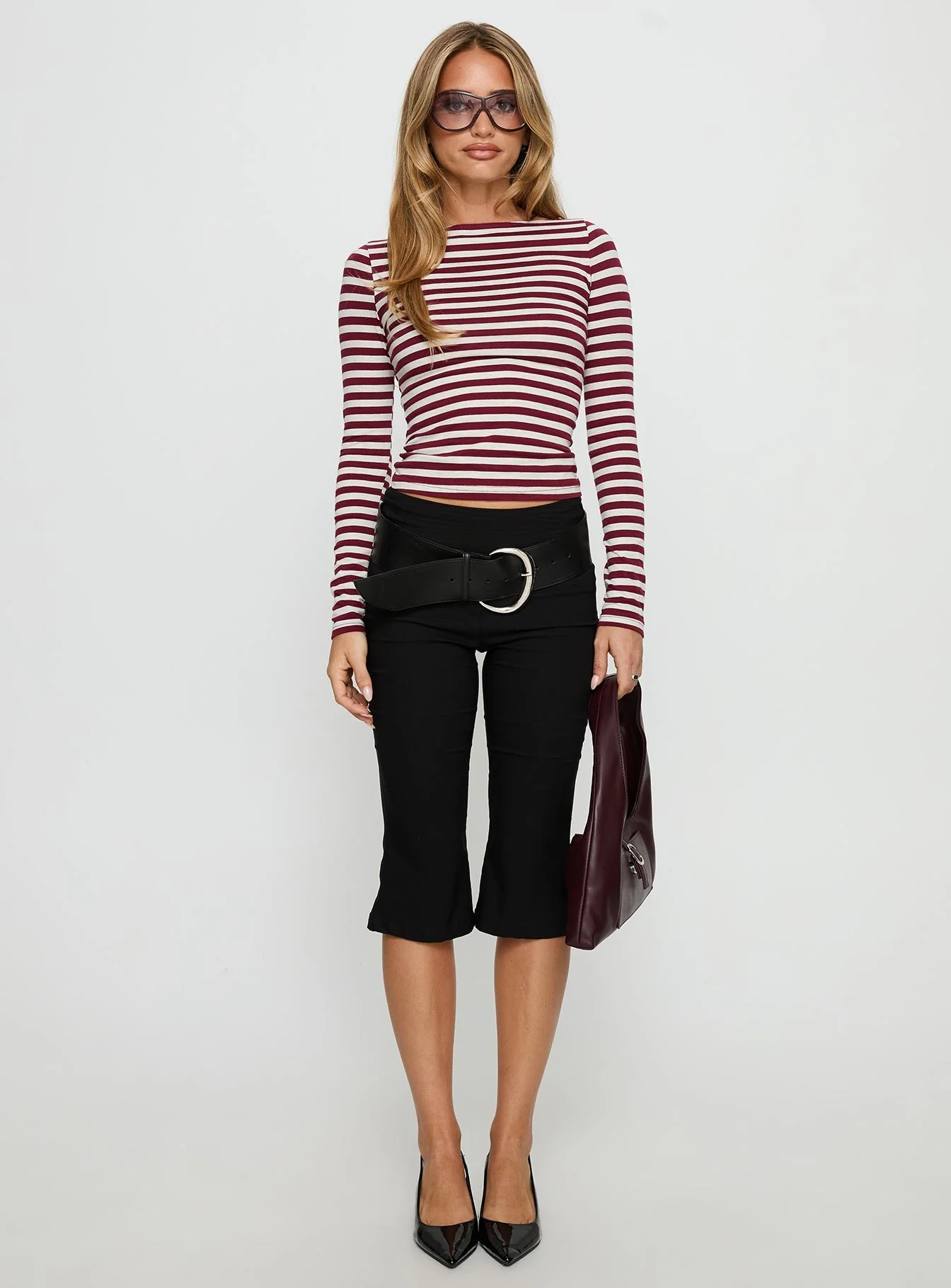 Derrica Long Sleeve Top Red / Grey Stripe - Image 6
