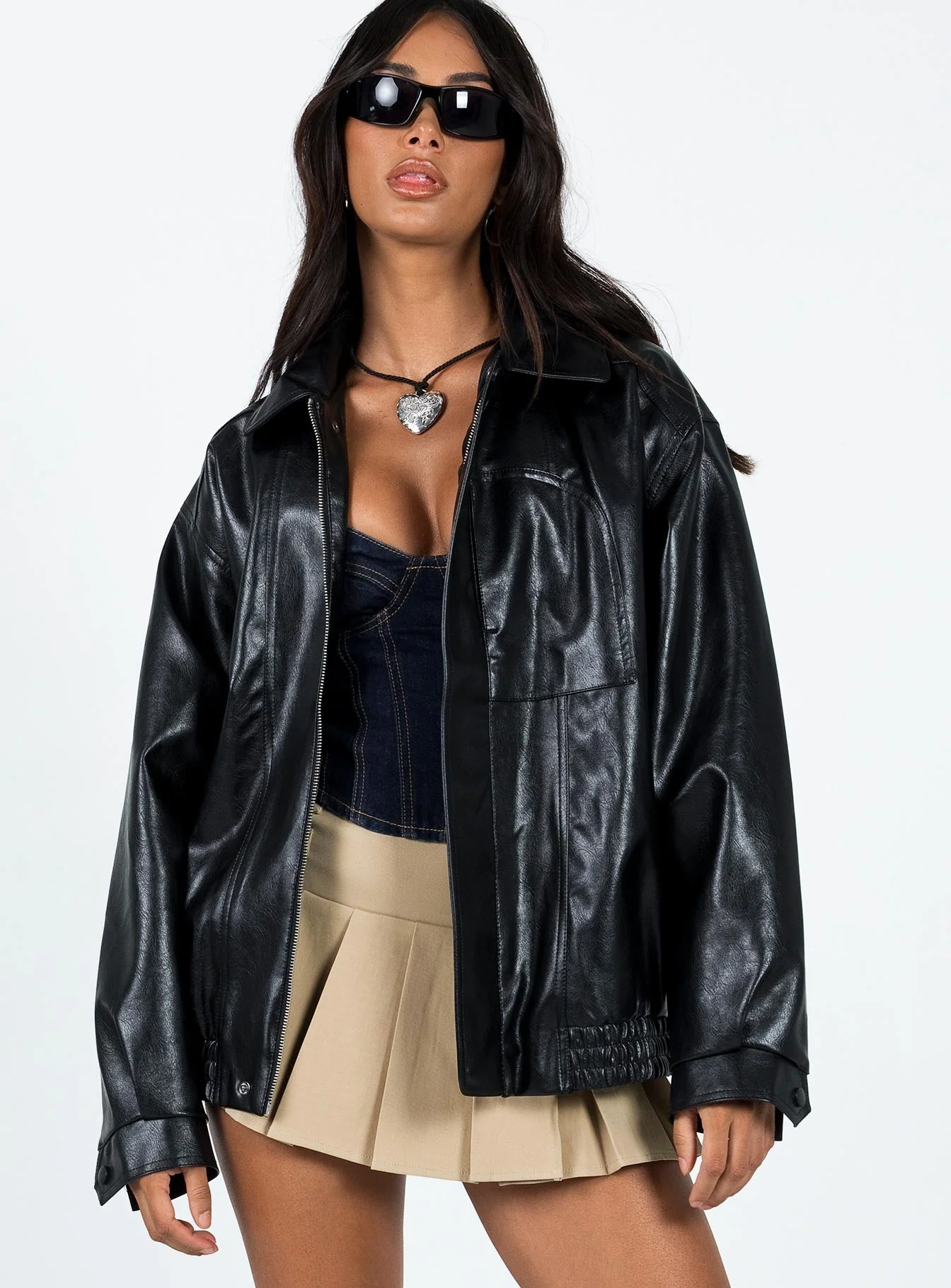 Devija Faux Leather Jacket Black - Image 2