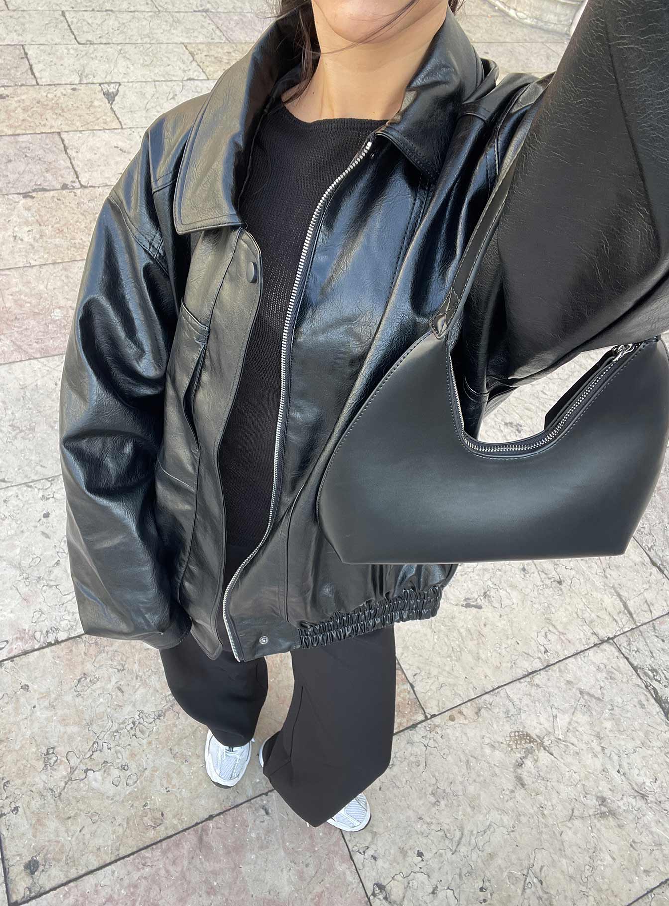 Devija Faux Leather Jacket Black - Image 9