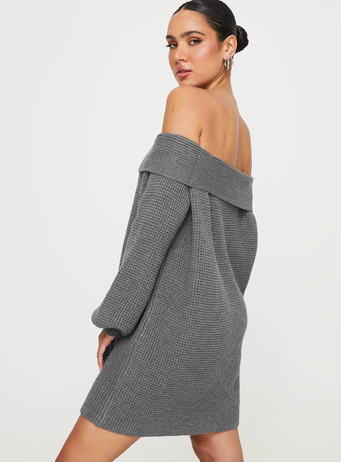 Deya Off The Shoulder Mini Dress Grey - Image 7
