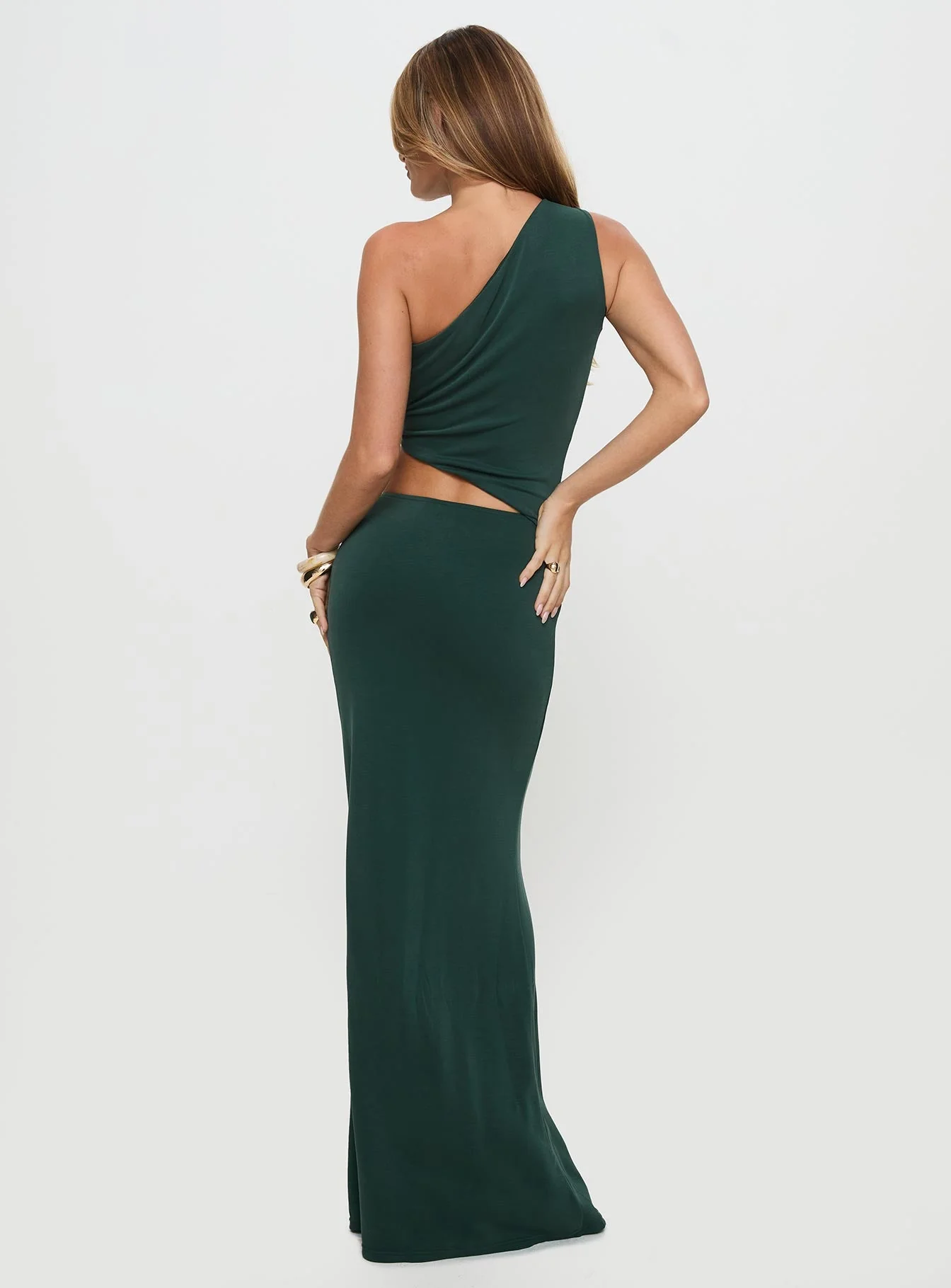 Diablo Cut Out Maxi Dress Forest Green - Image 5
