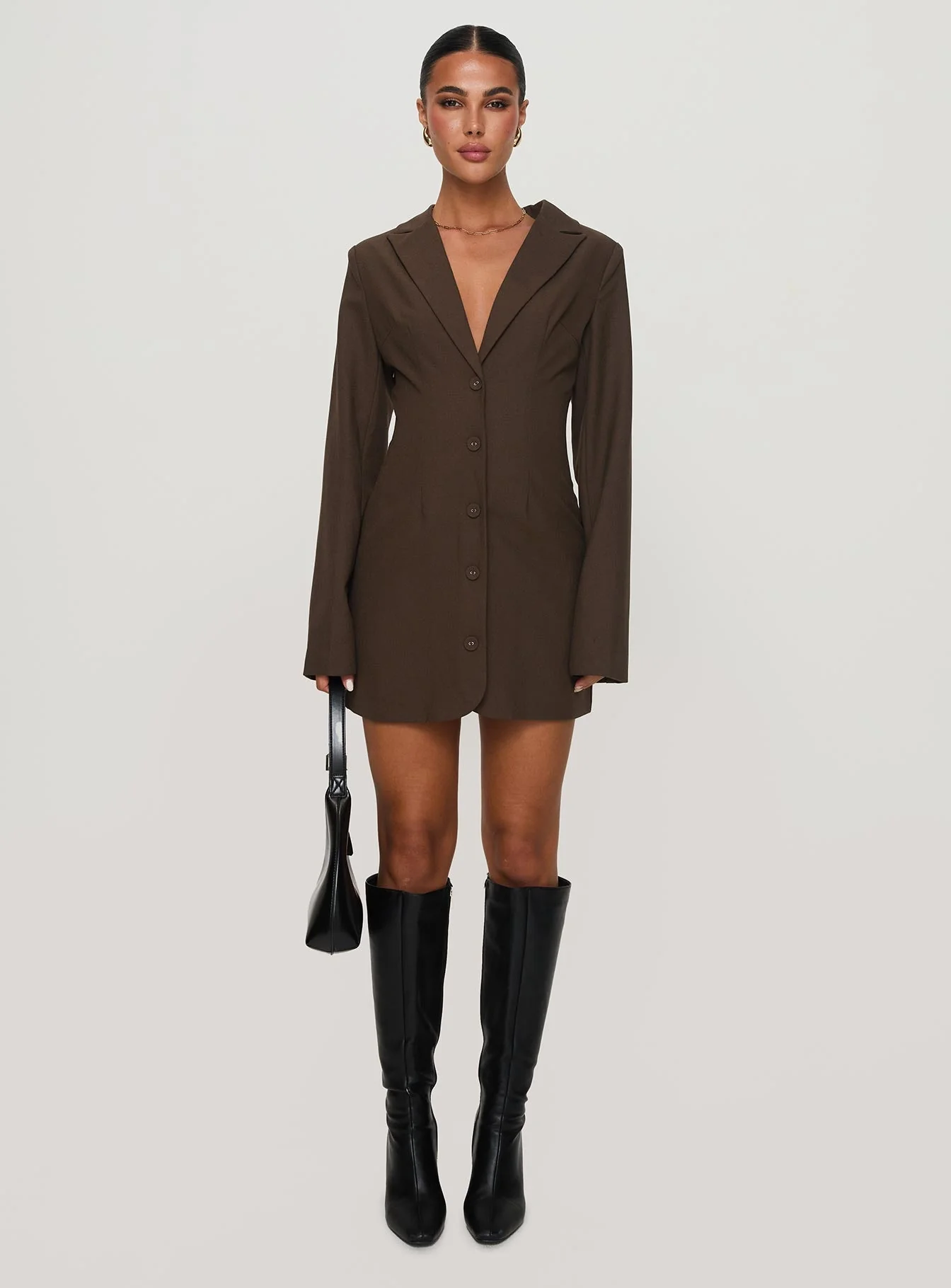 Dianah Blazer Mini Dress Brown - Image 6