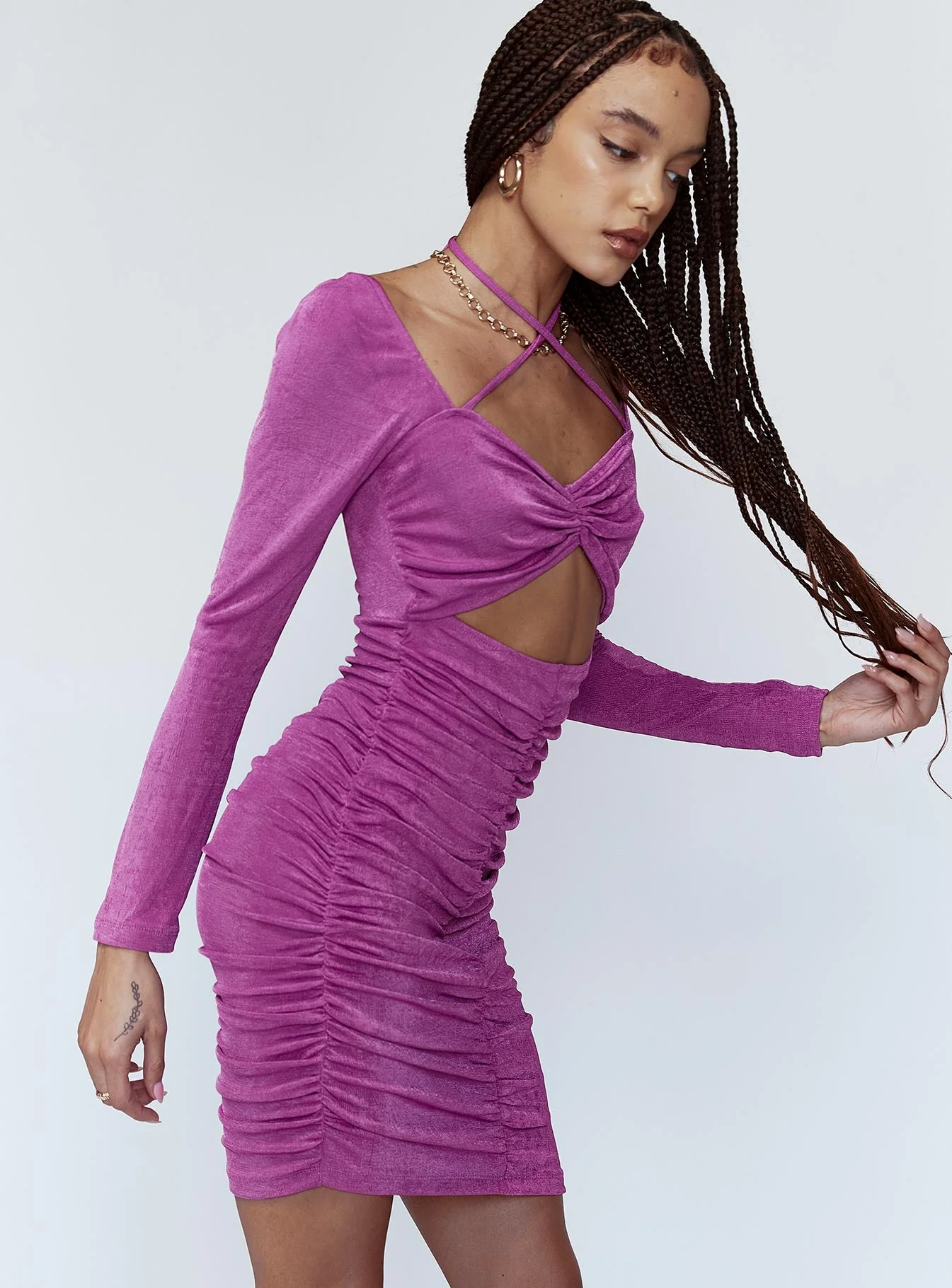 Dillon Mini Dress Purple - Image 3