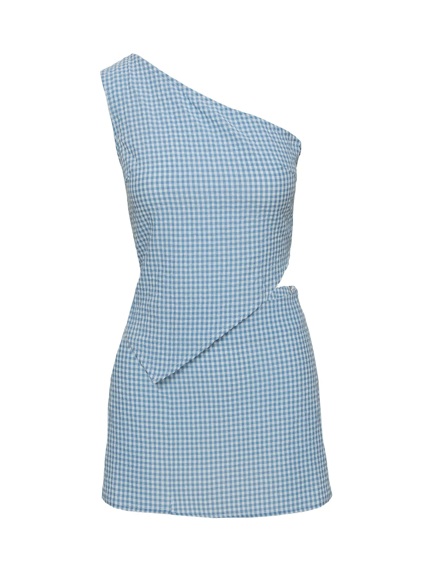 Dirst One Shoulder Set Blue Gingham - Image 6