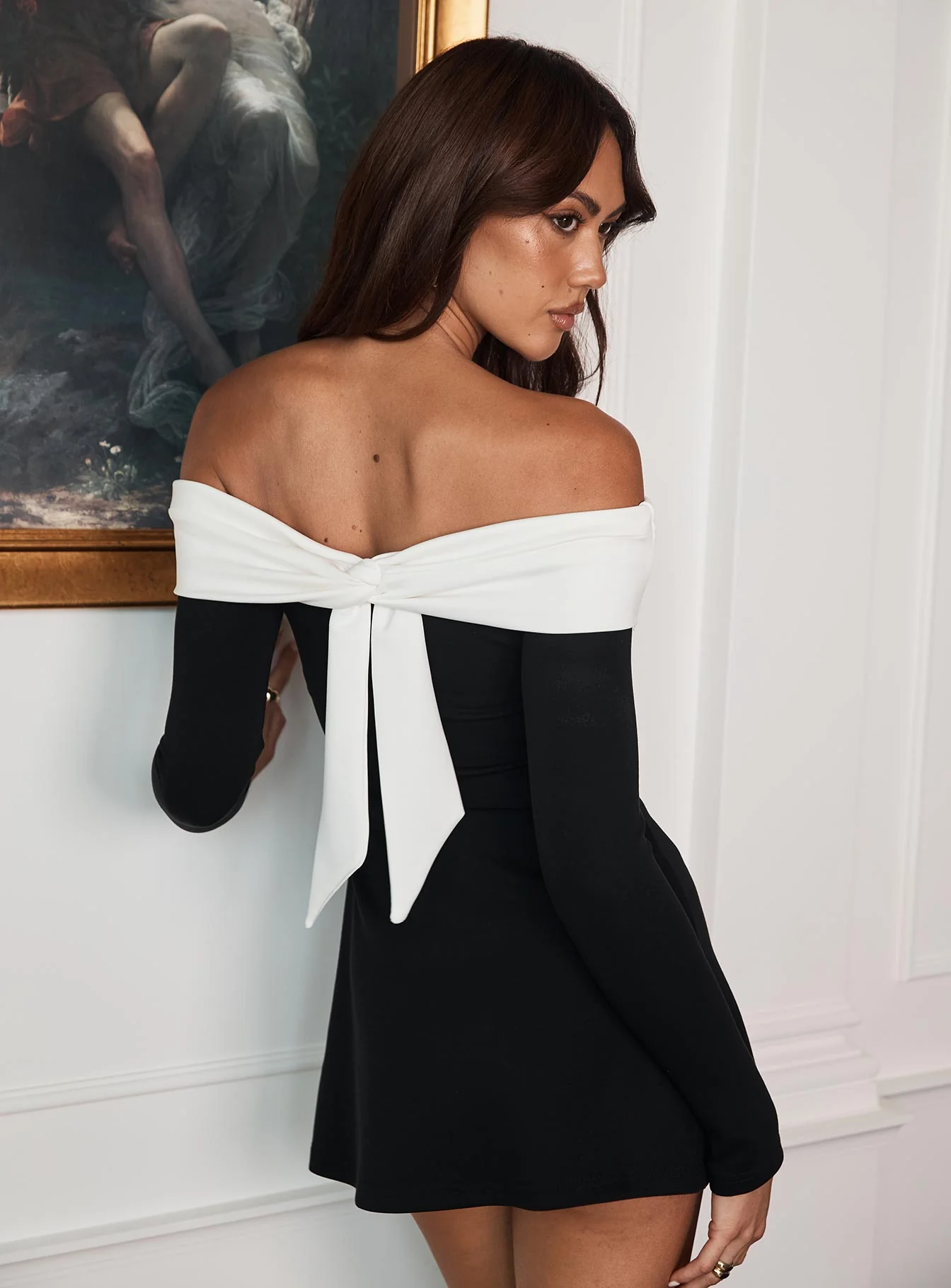 Distractions Off Shoulder Long Sleeve Mini Dress Multi - Image 4