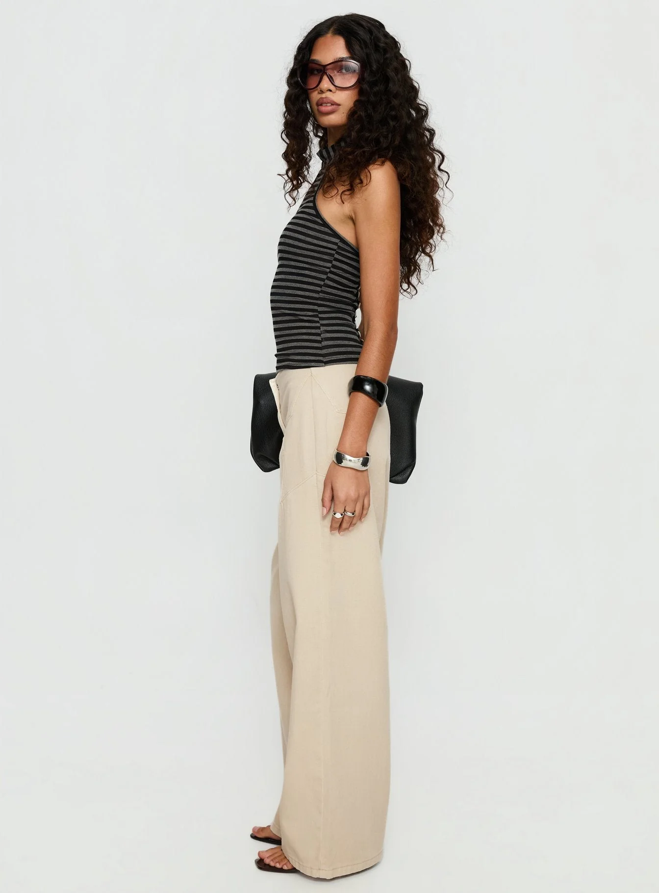 Dolley Star Stitch Mid Rise Wide Leg Jean Ecru - Image 3
