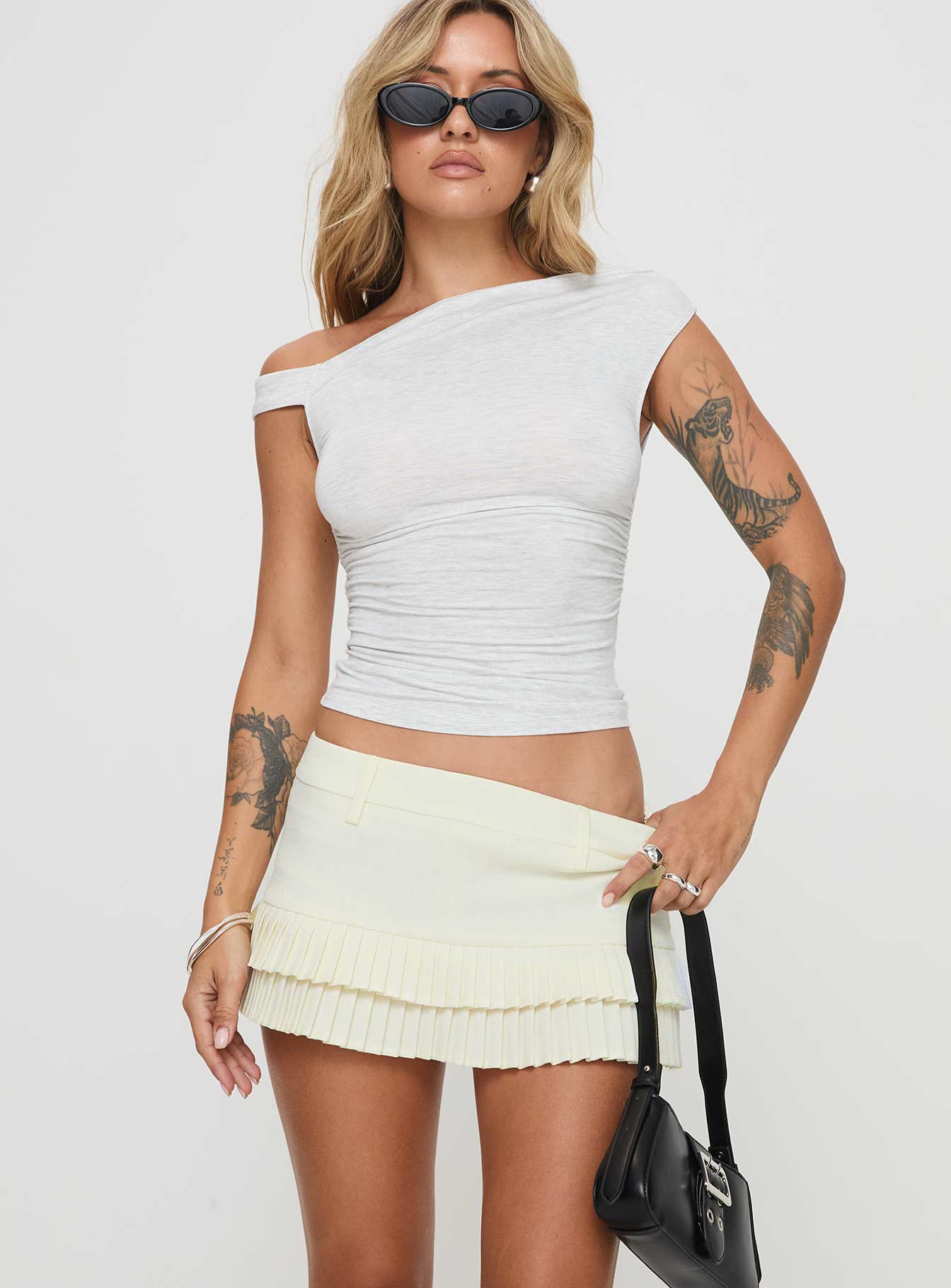 Deei Double Ruffle Mini Skort Soft Lemon - Image 6