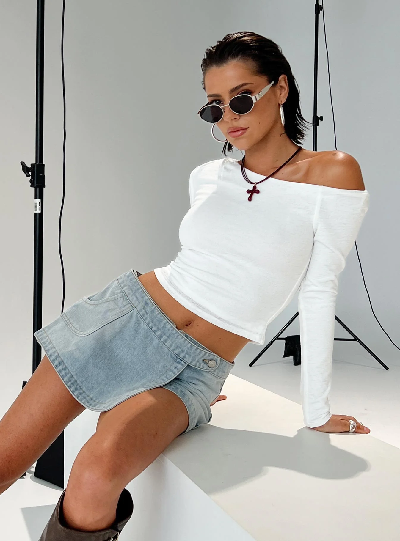 Down For The Ride Denim Skort Light Wash Tall - Image 8