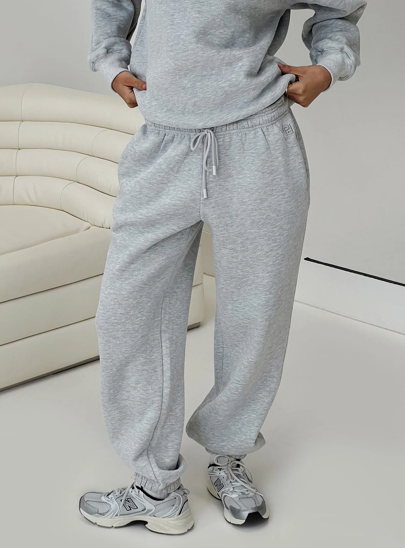 Dream Fleece Ankle Cuff Sweatpants Grey Marle - Image 8