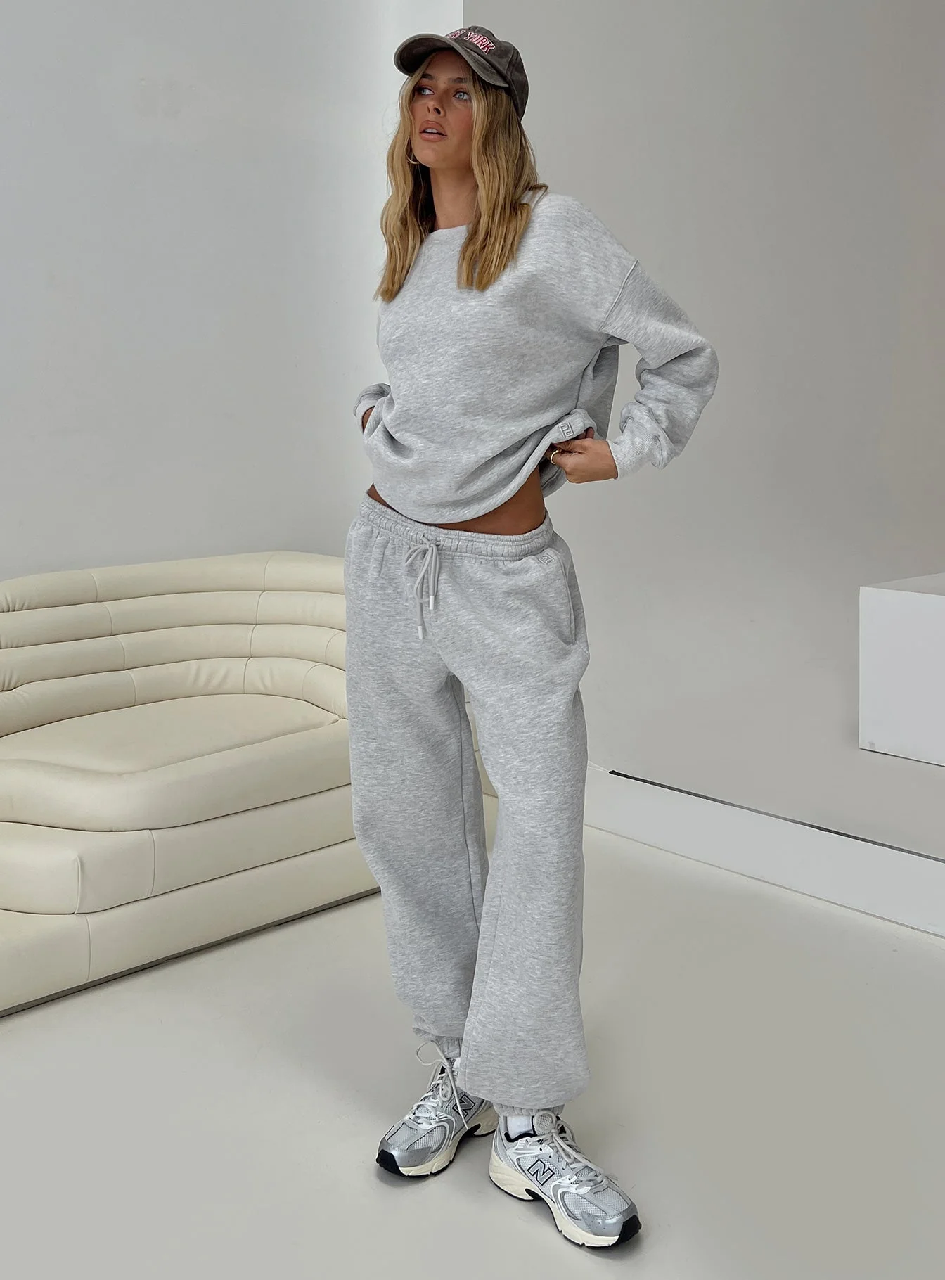 Dream Fleece Ankle Cuff Sweatpants Grey Marle - Image 9