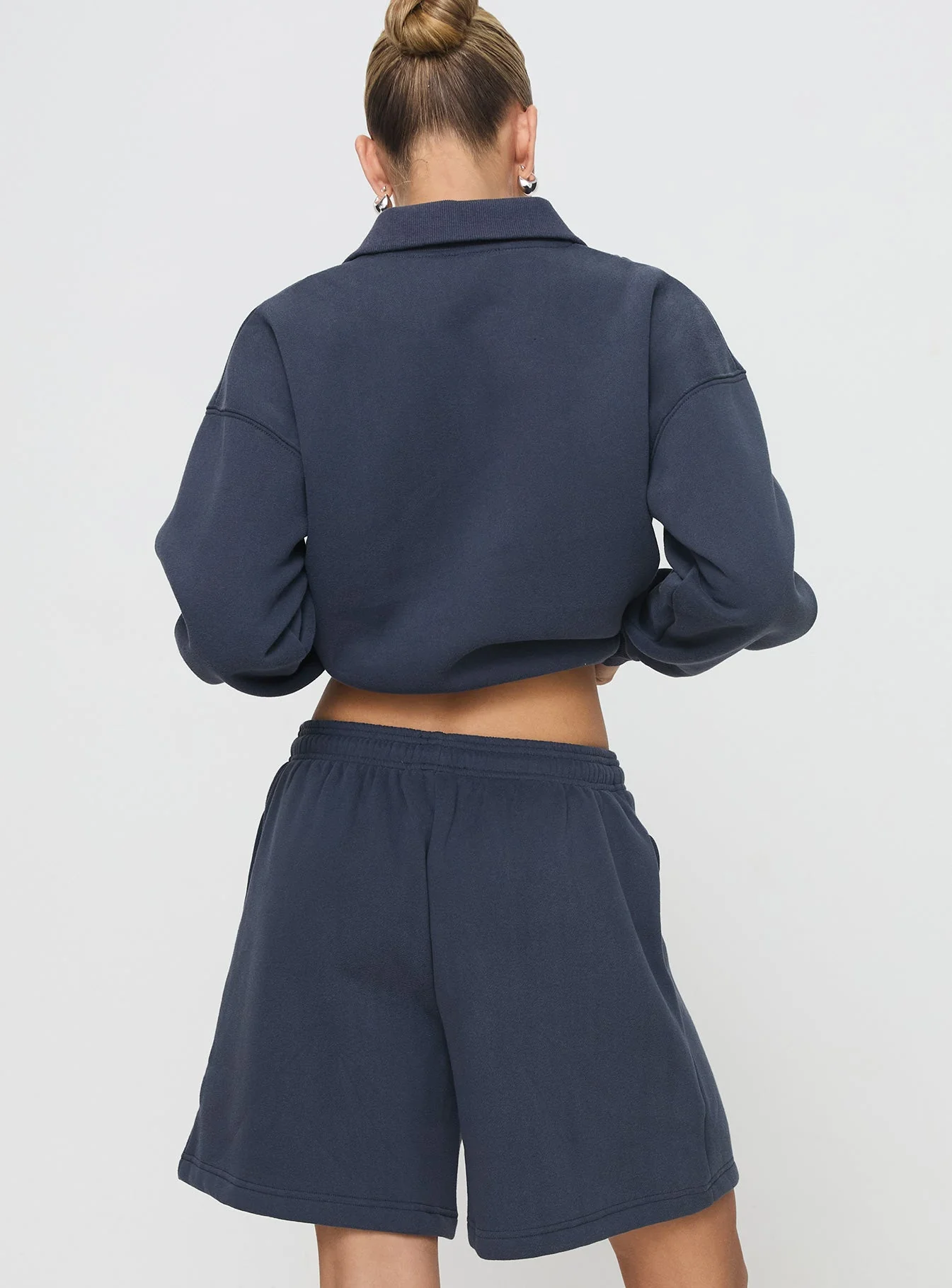 Dream Fleece Longline Shorts Navy - Image 5