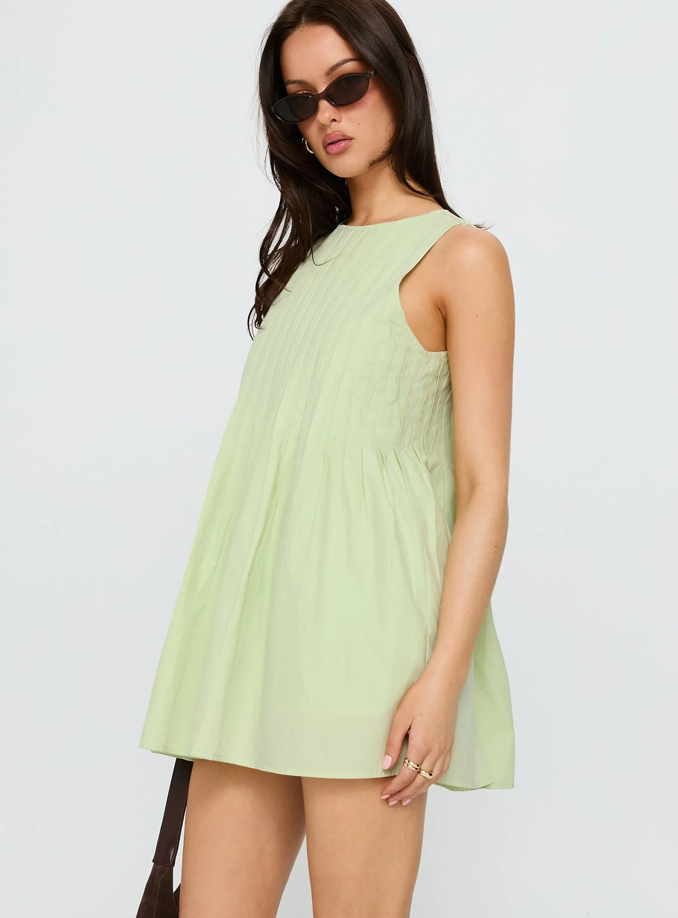 Dreamboat Pleated Mini Dress Matcha - Image 4