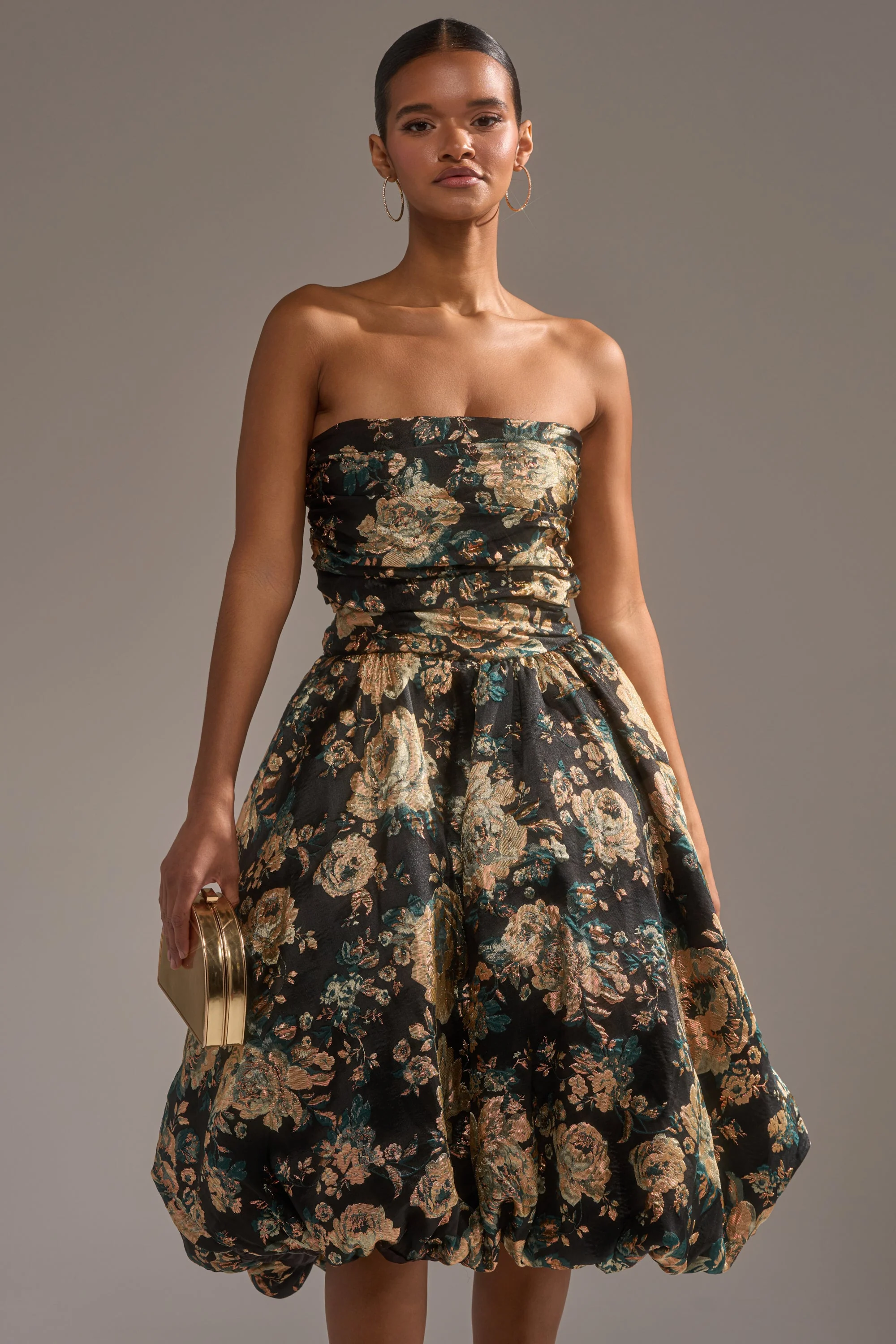 DRESSED TO IMPRESS BROCADE MIDI DRESS - Image 3