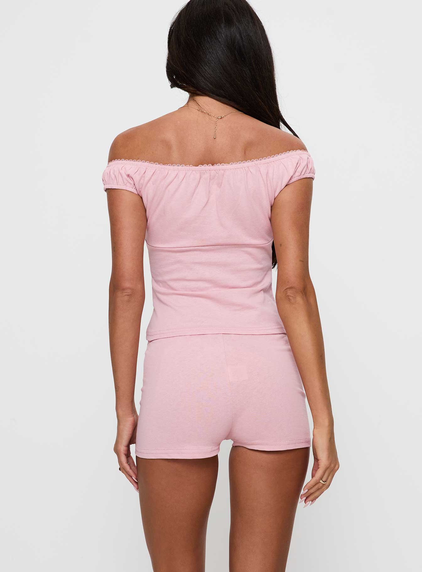 Drift Away Off The Shoulder Sleep Set Pink - Image 5