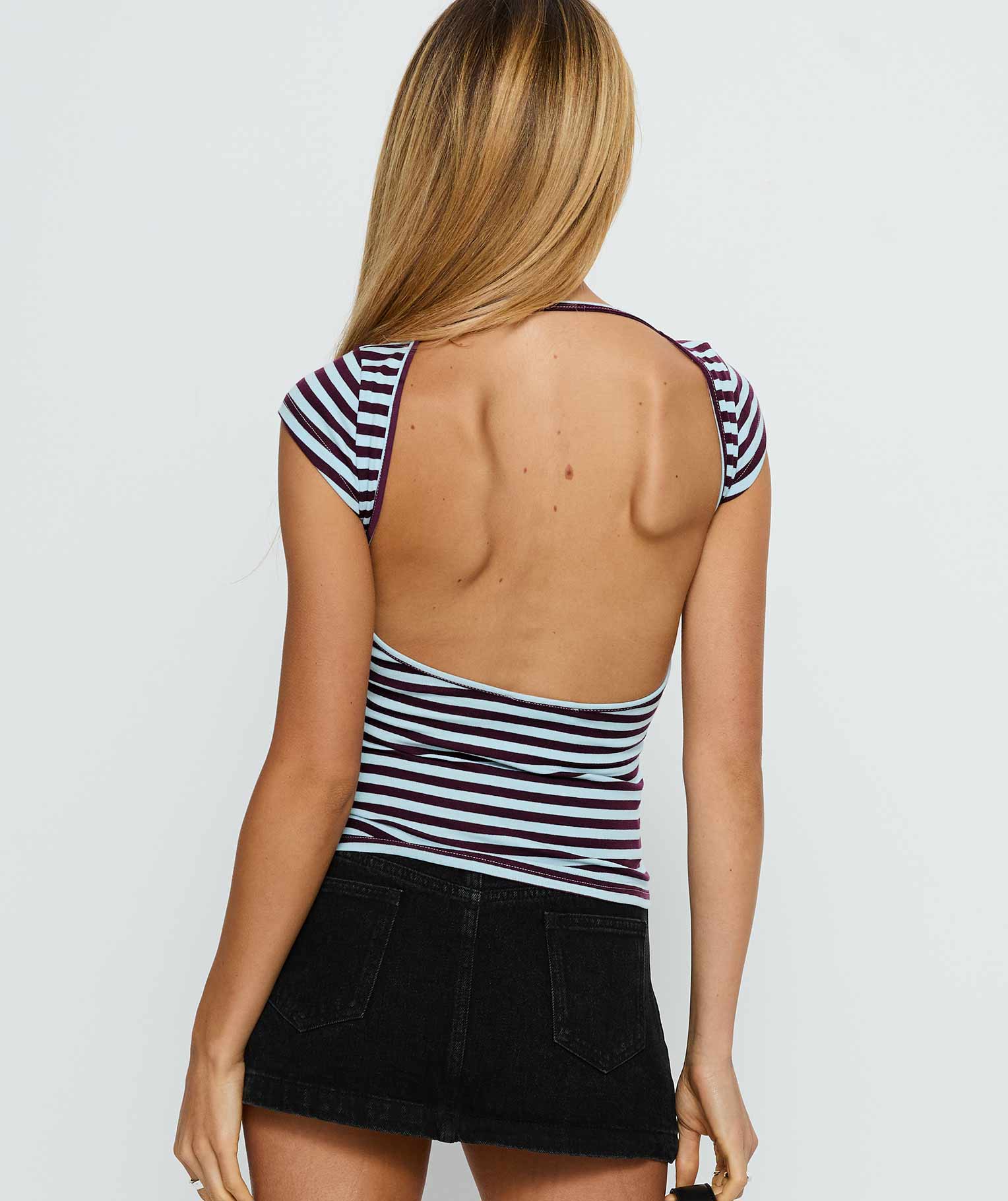 Drives Me Crazy Backless Top Blue Stripe - Image 5
