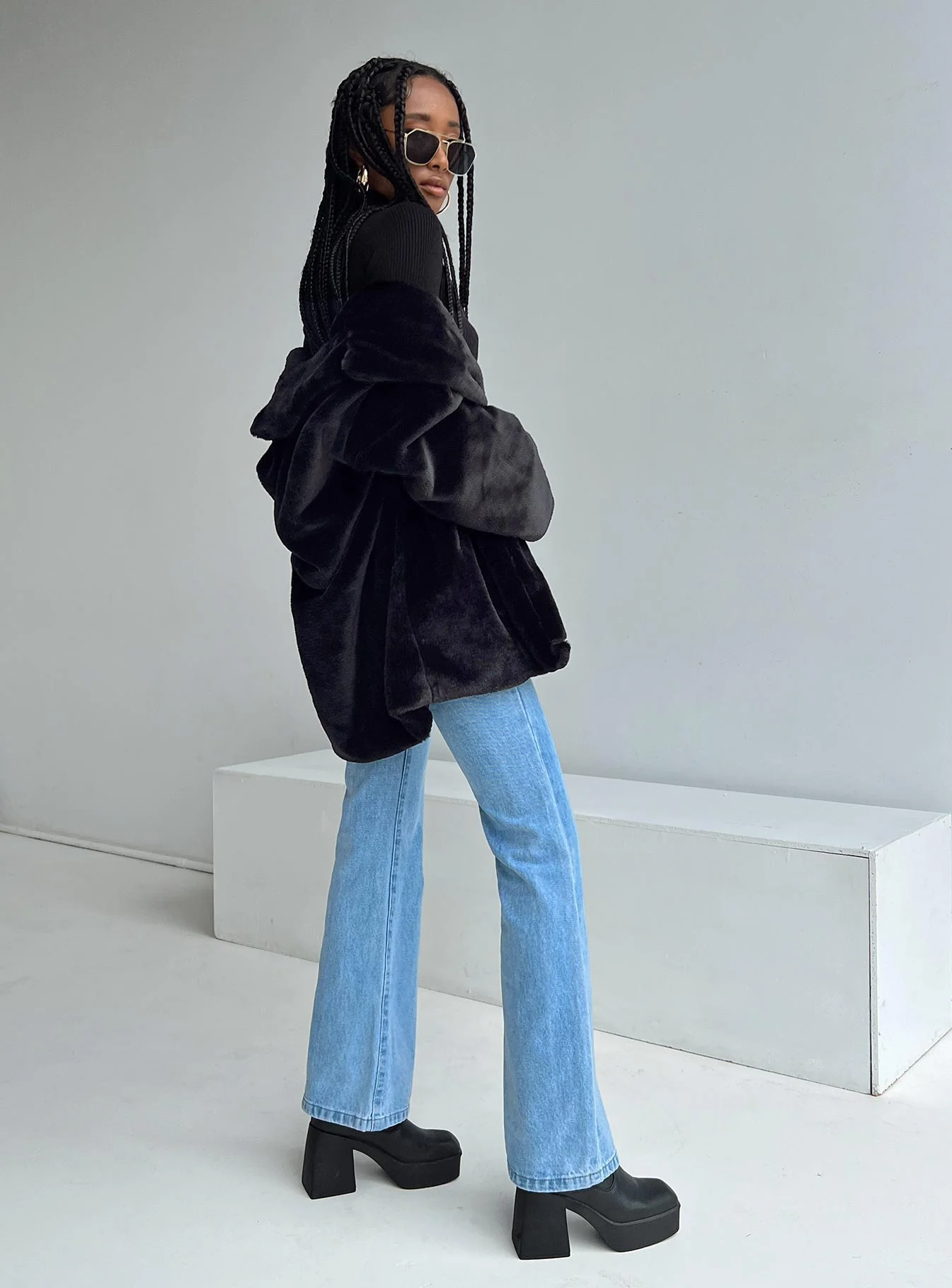 Dune Faux Fur Jacket Black - Image 4