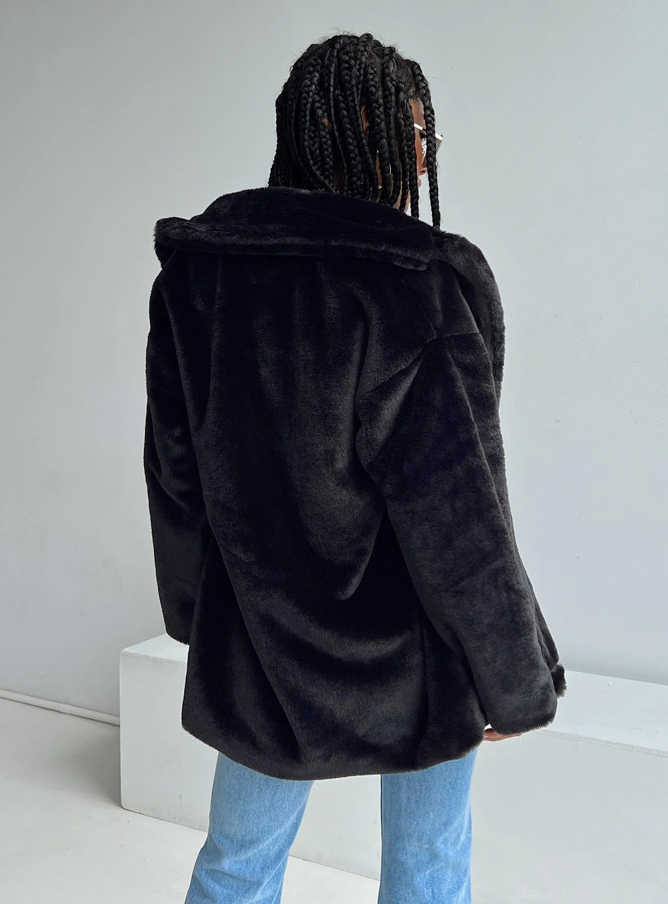Dune Faux Fur Jacket Black - Image 7