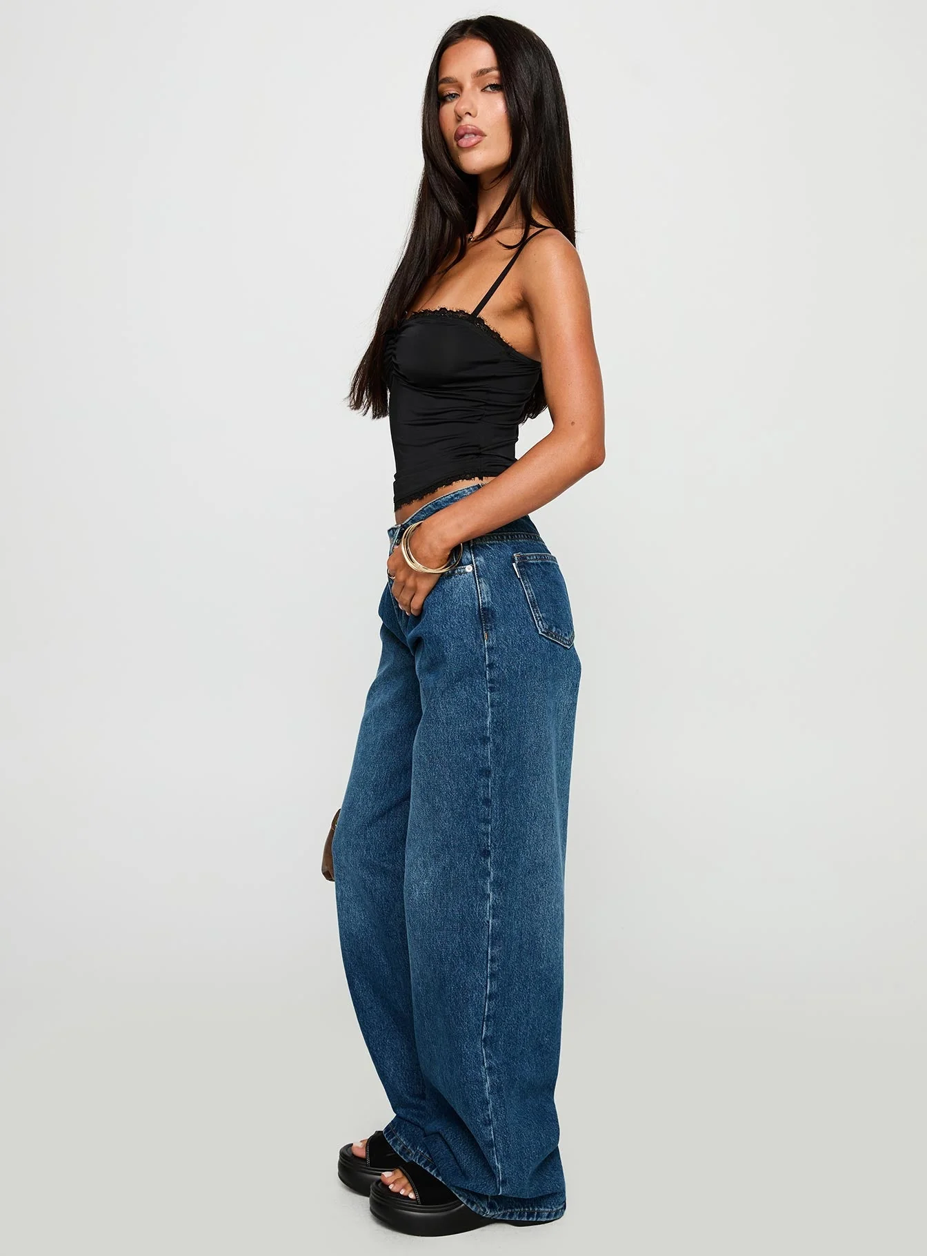 Duster Mid Rise Baggy Jeans Dark Wash - Image 4