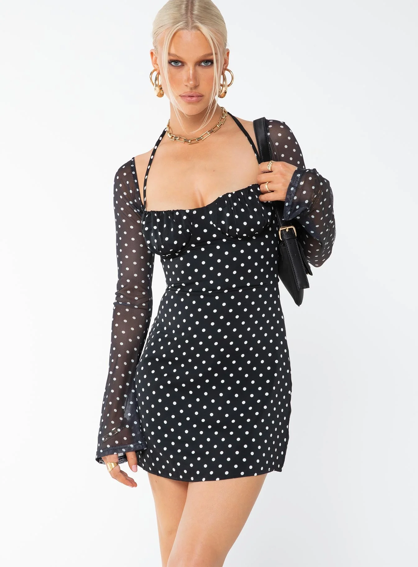 Dyer Mini Dress Black / Polka Dot - Image 2