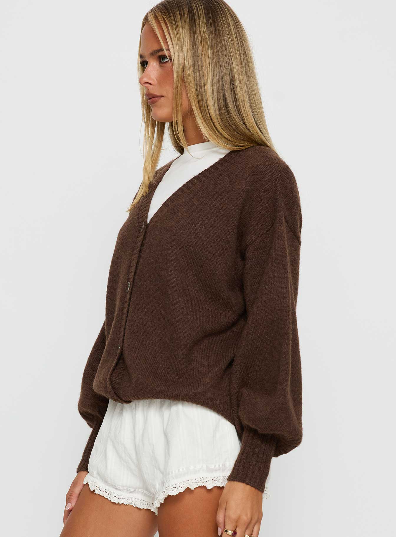 Eartha V Neck Knit Sweater Brown - Image 4