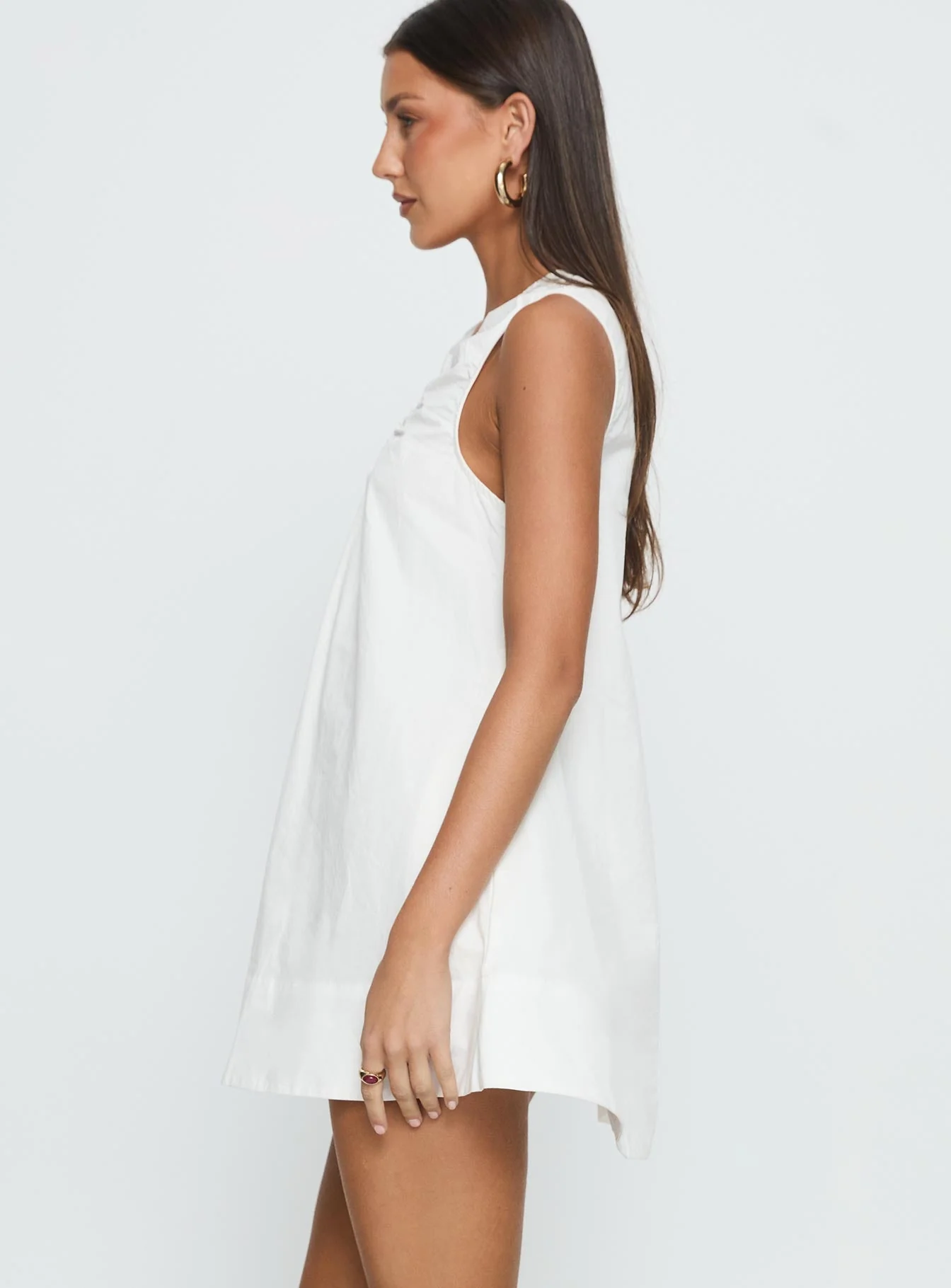 Eberta Ruched Baby Doll Mini Dress White - Image 4