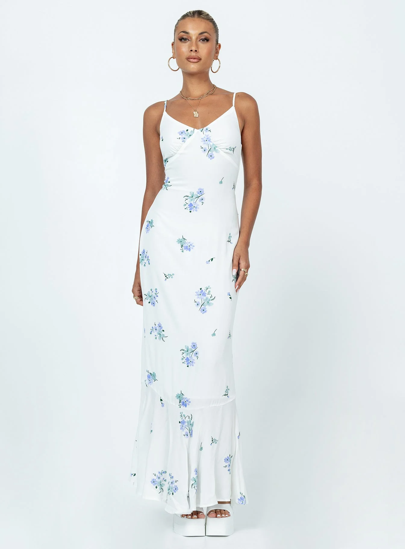 Sing Along Maxi Dress White / Blue - Image 2