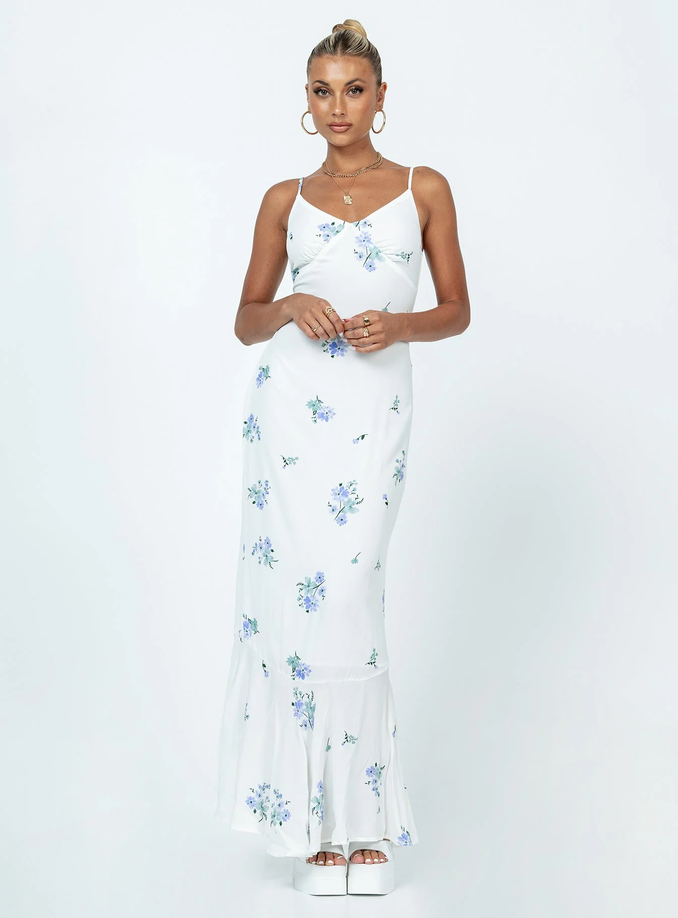 Sing Along Maxi Dress White / Blue - Image 3