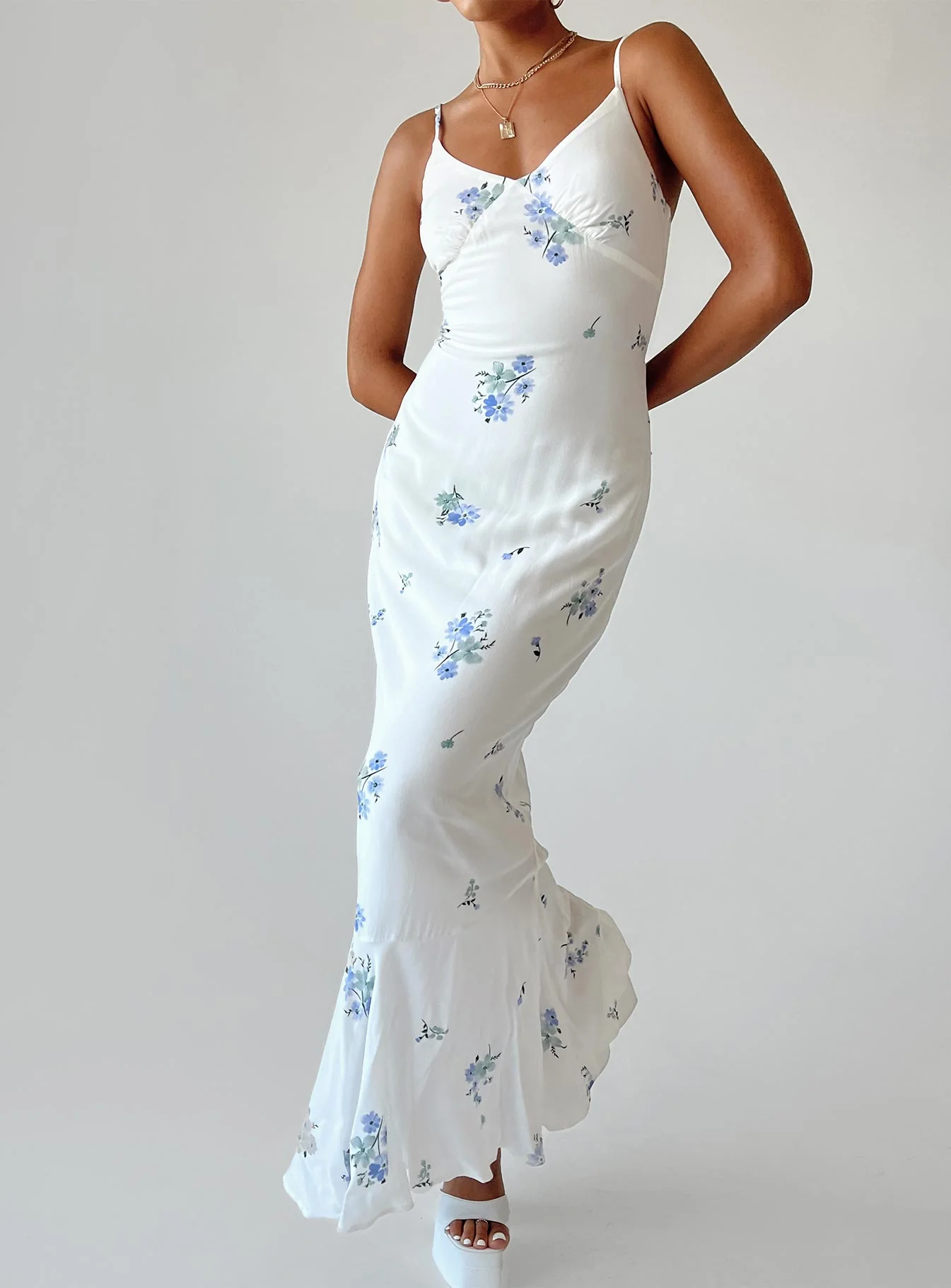 Sing Along Maxi Dress White / Blue - Image 6