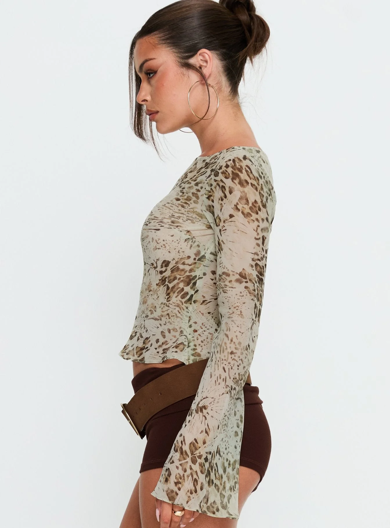 Edeline Bias Cut Long Sleeve Top Multi Animal - Image 4
