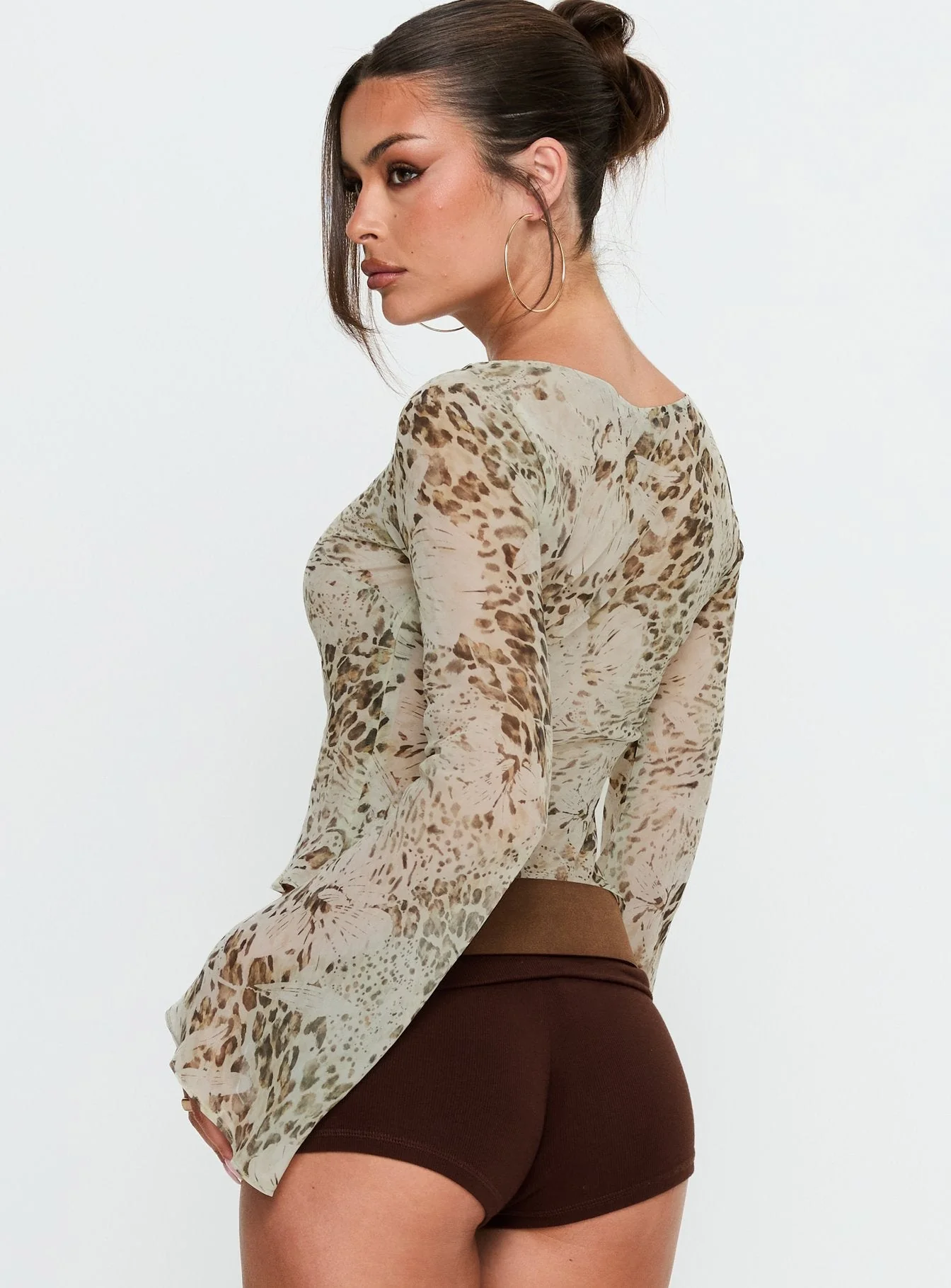 Edeline Bias Cut Long Sleeve Top Multi Animal - Image 5