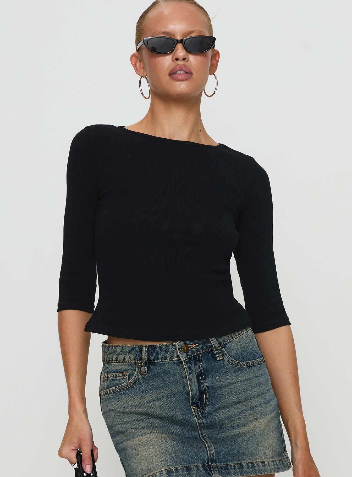 Elaia 3/4 Sleeve Top Black - Image 2