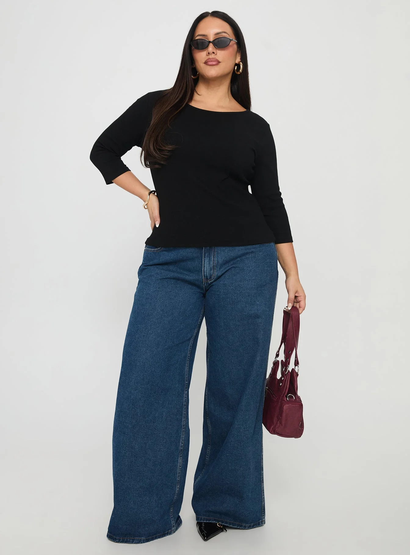Elaia 3/4 Sleeve Top Black Curve - Image 3