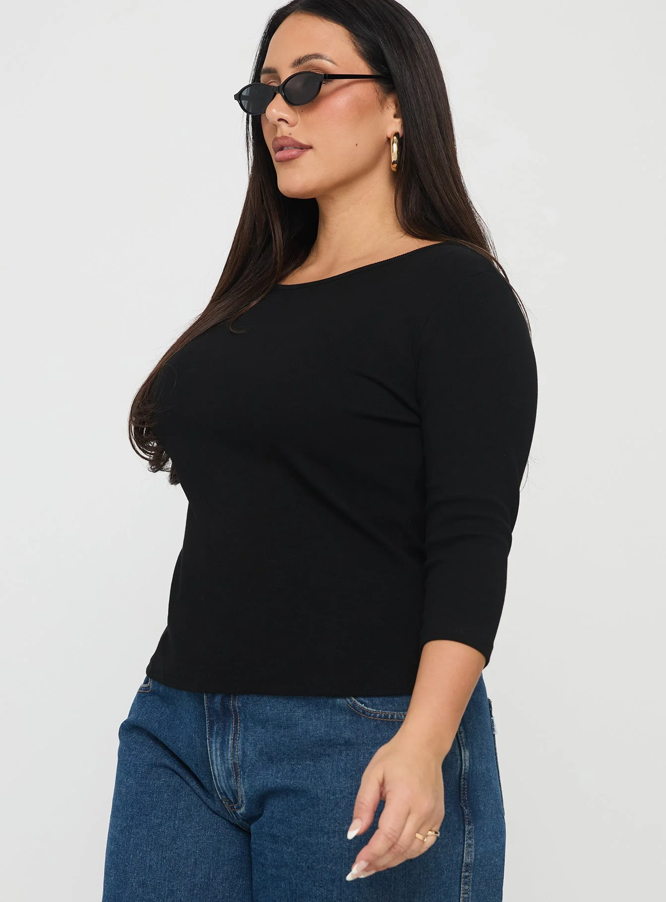 Elaia 3/4 Sleeve Top Black Curve - Image 4
