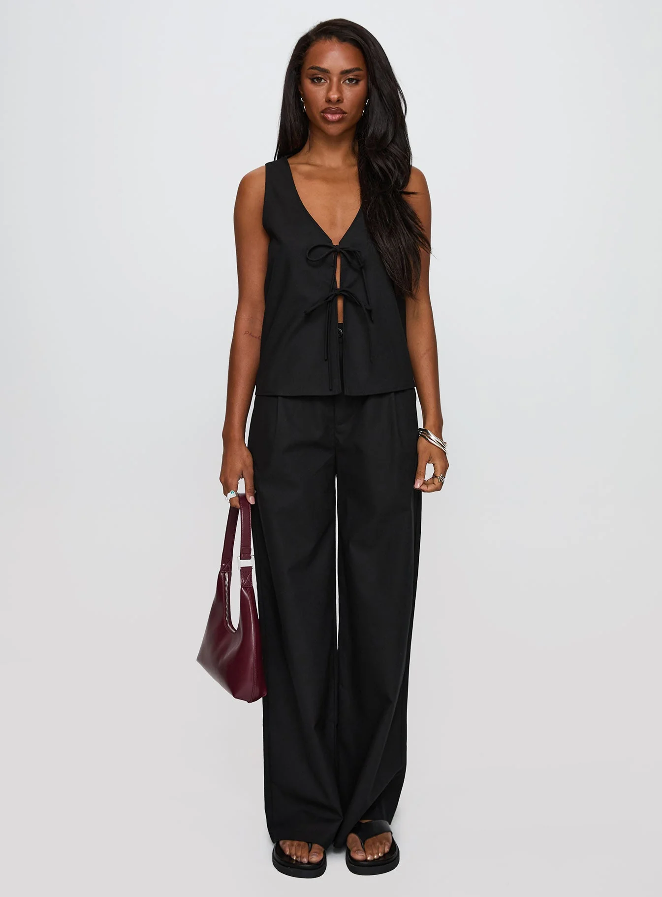 Elegance Tie Front Set Black - Image 9