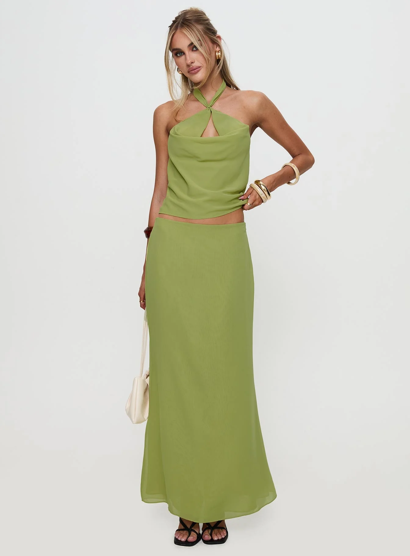 Eleganza Maxi Skirt Green - Image 2