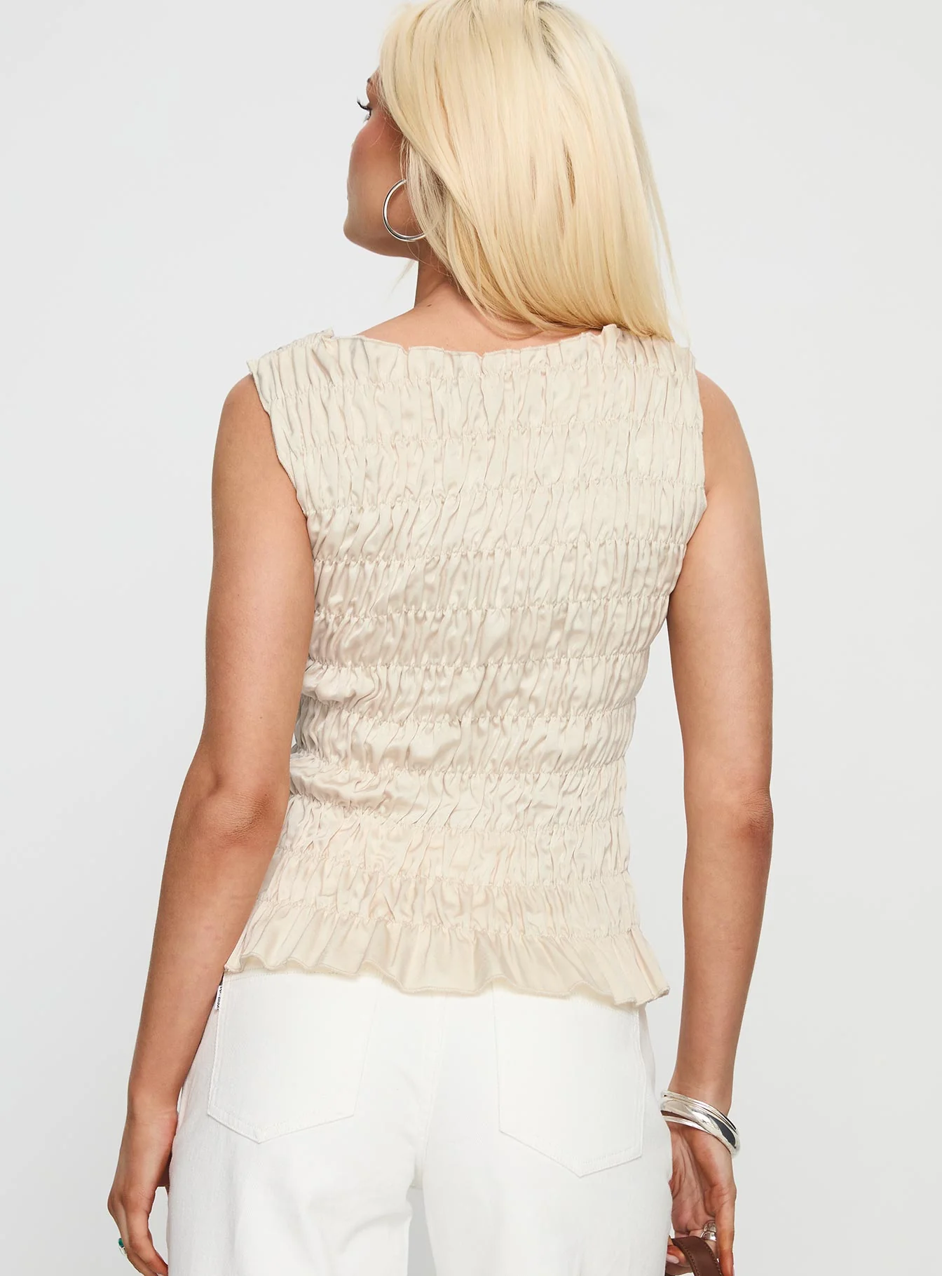Elenir Shirred Top Beige - Image 5