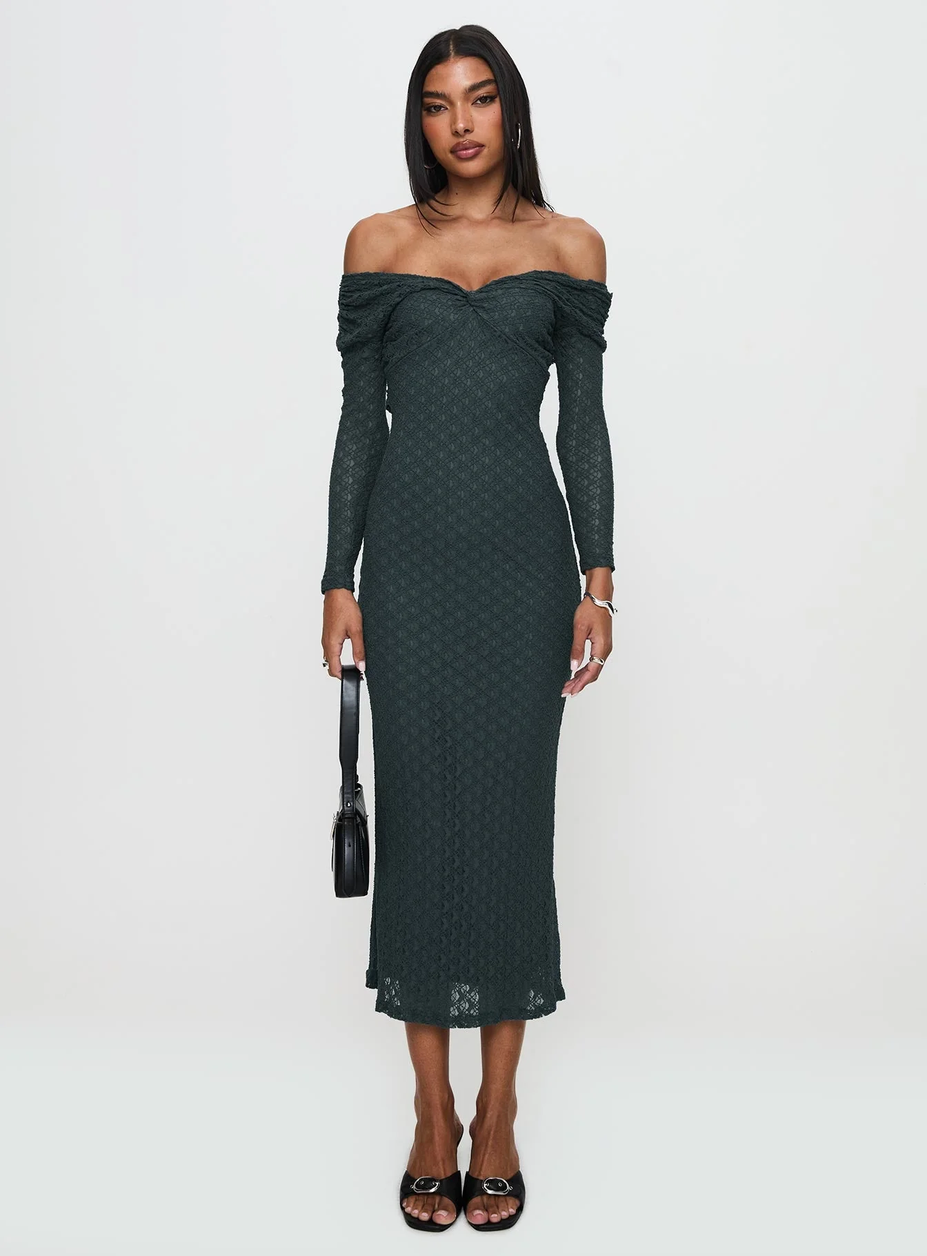 Elexis Off The Shoulder Maxi Dress Blue - Image 6