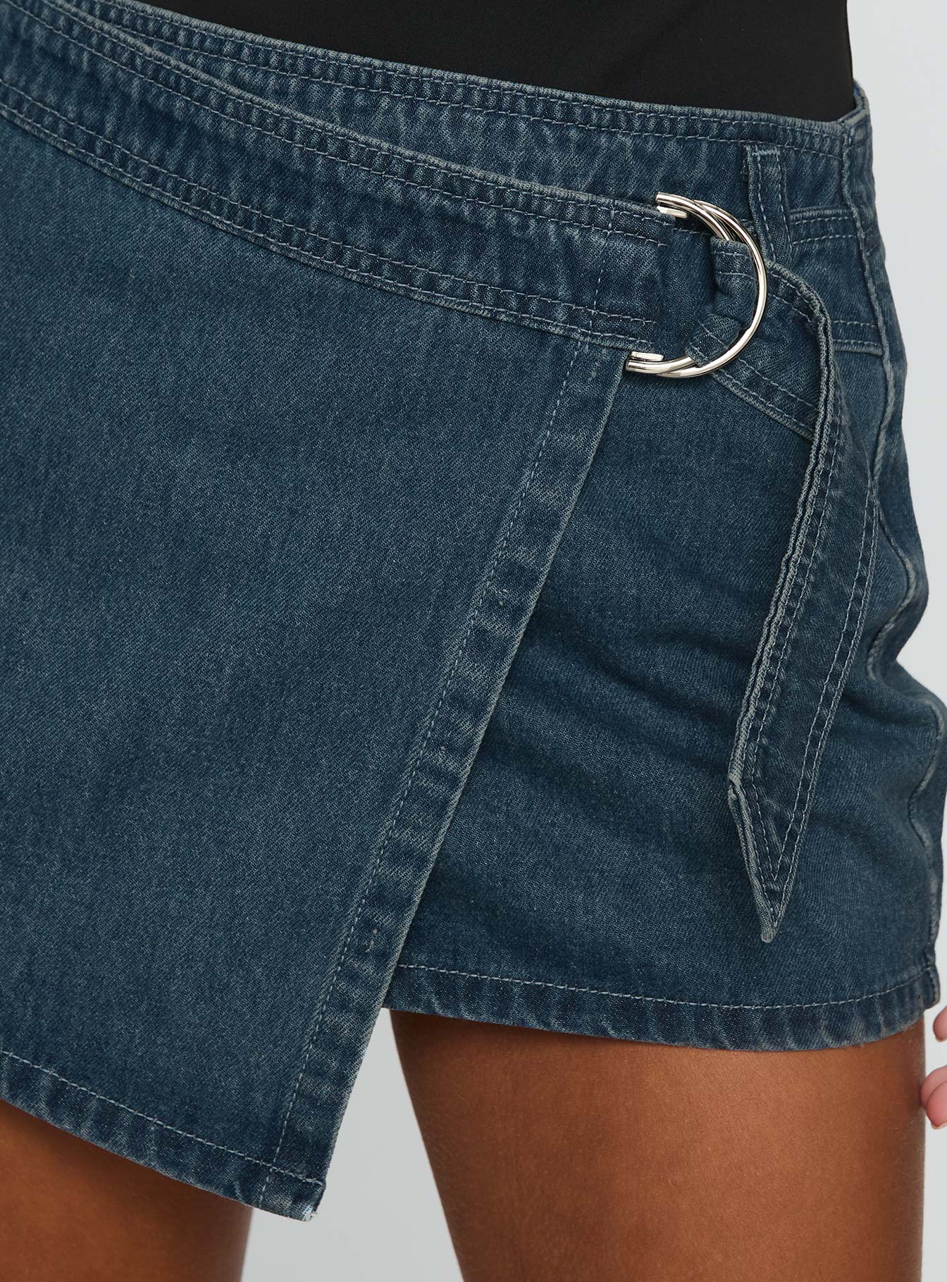 Elinora Wrap Mini Skirt Mid Blue Wash - Image 6