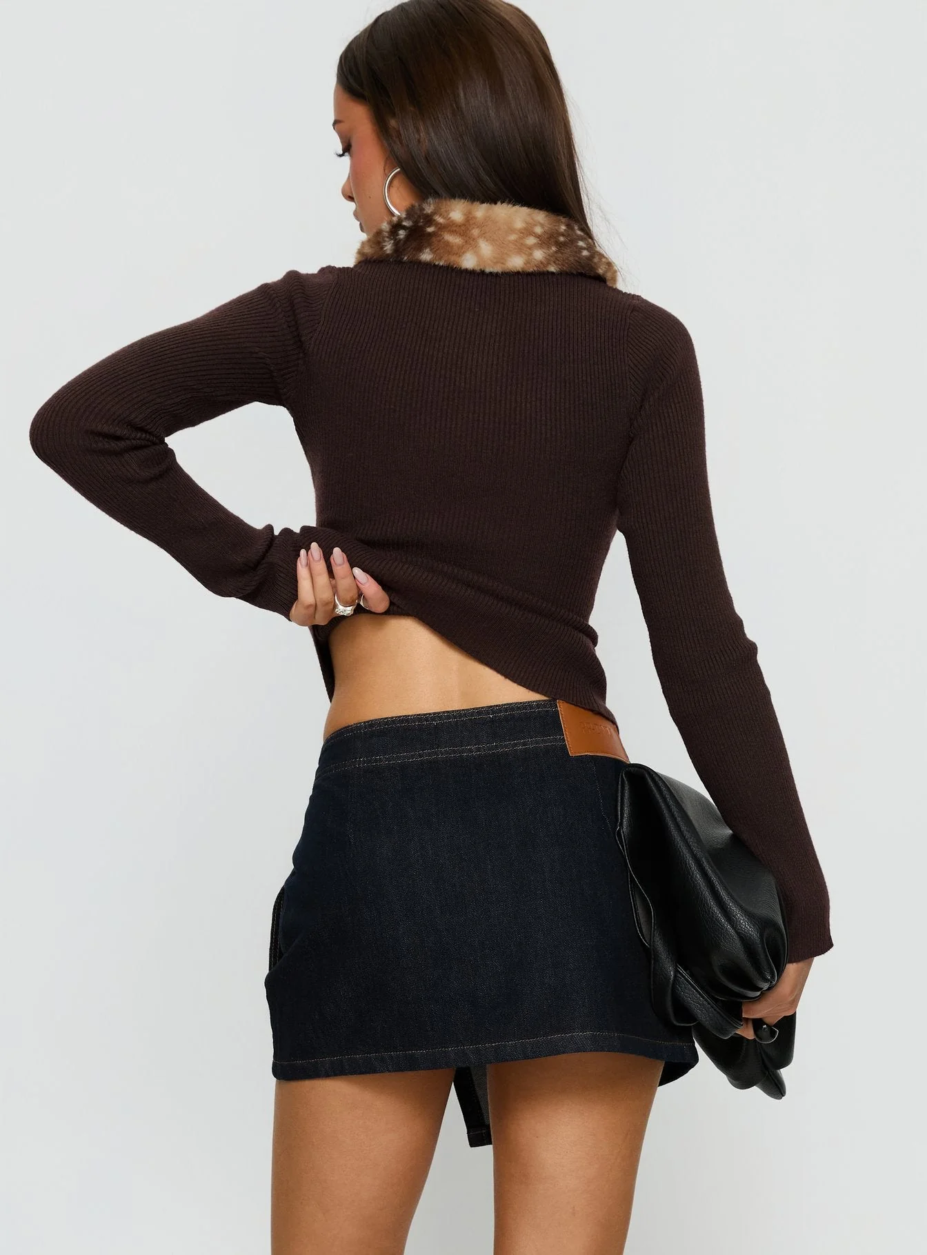 Elinora Wrap Mini Skirt Raw Denim - Image 5
