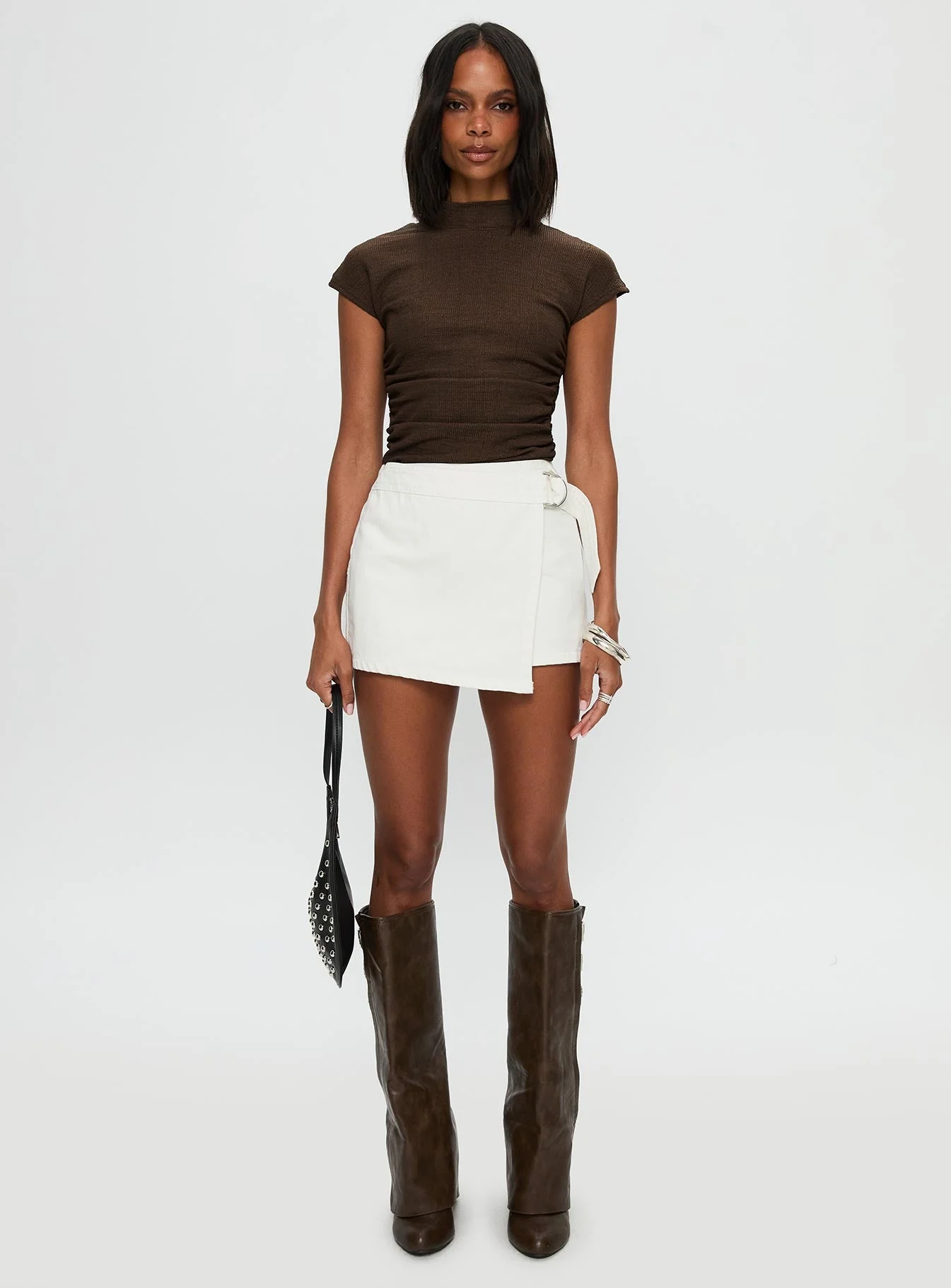 Elinora Wrap Mini Skirt White - Image 7