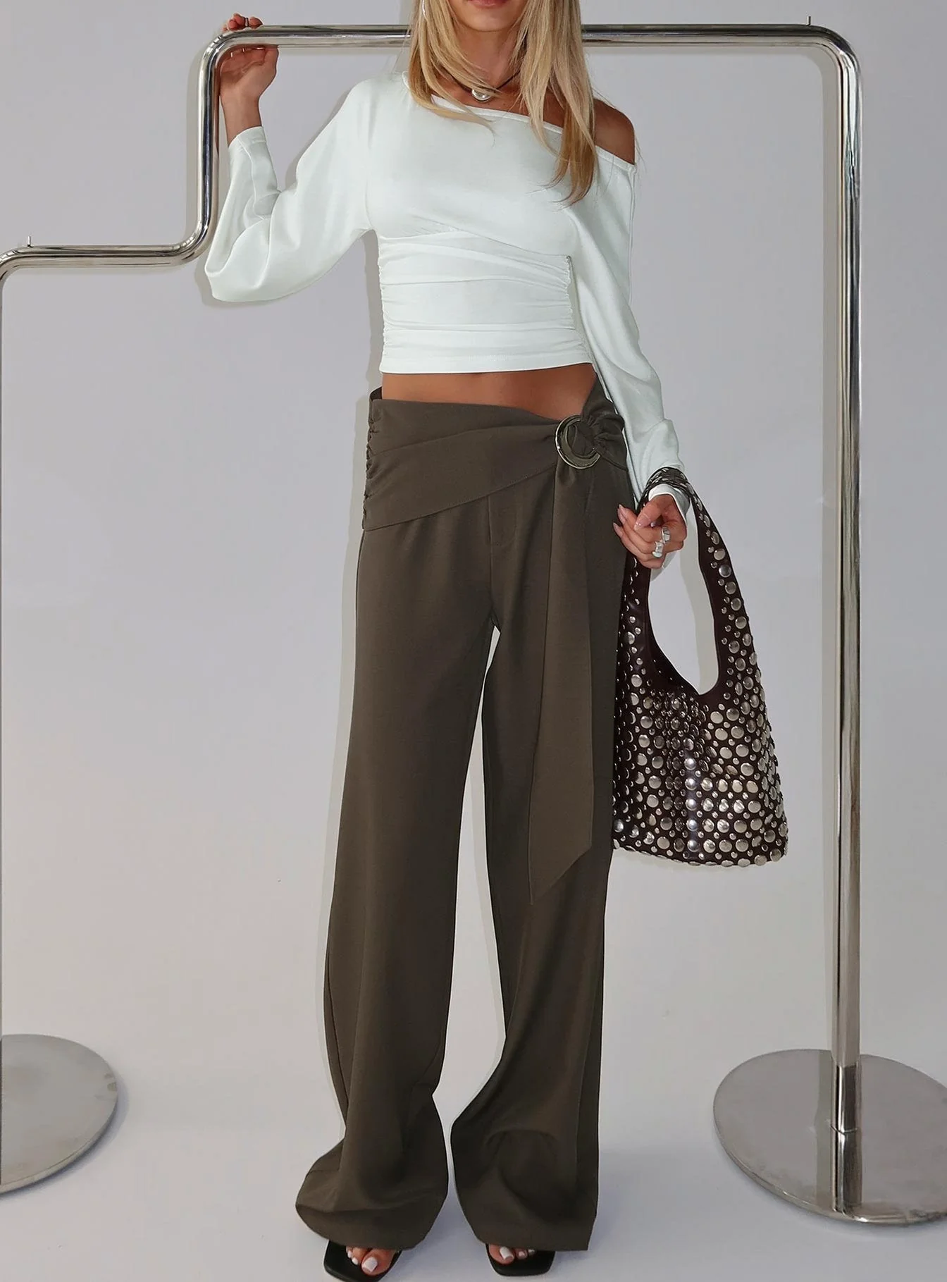 Elisson Layered Buckle Pants Grey