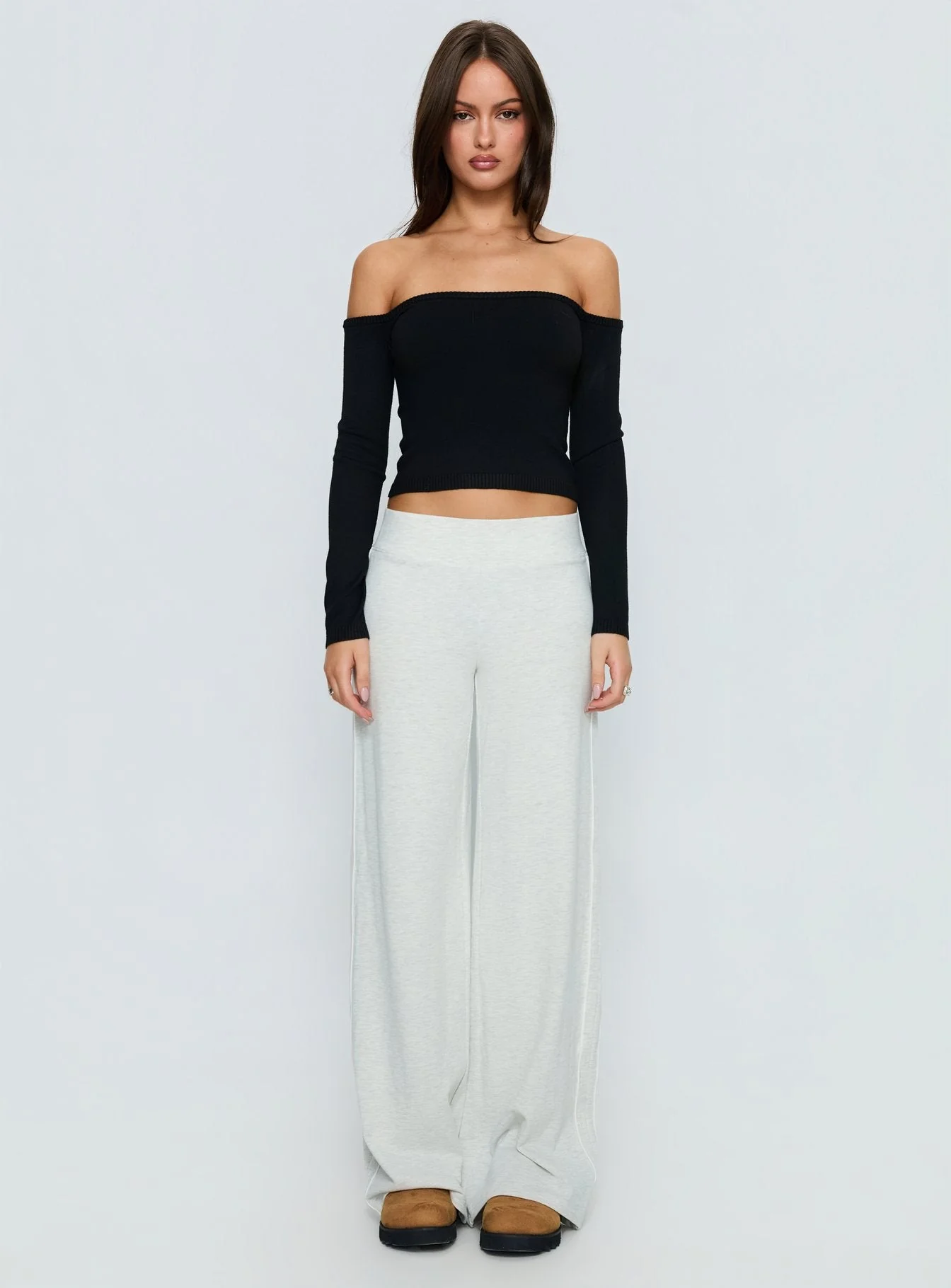 Ellaina Off Shoulder Long Sleeve Top Black - Image 6