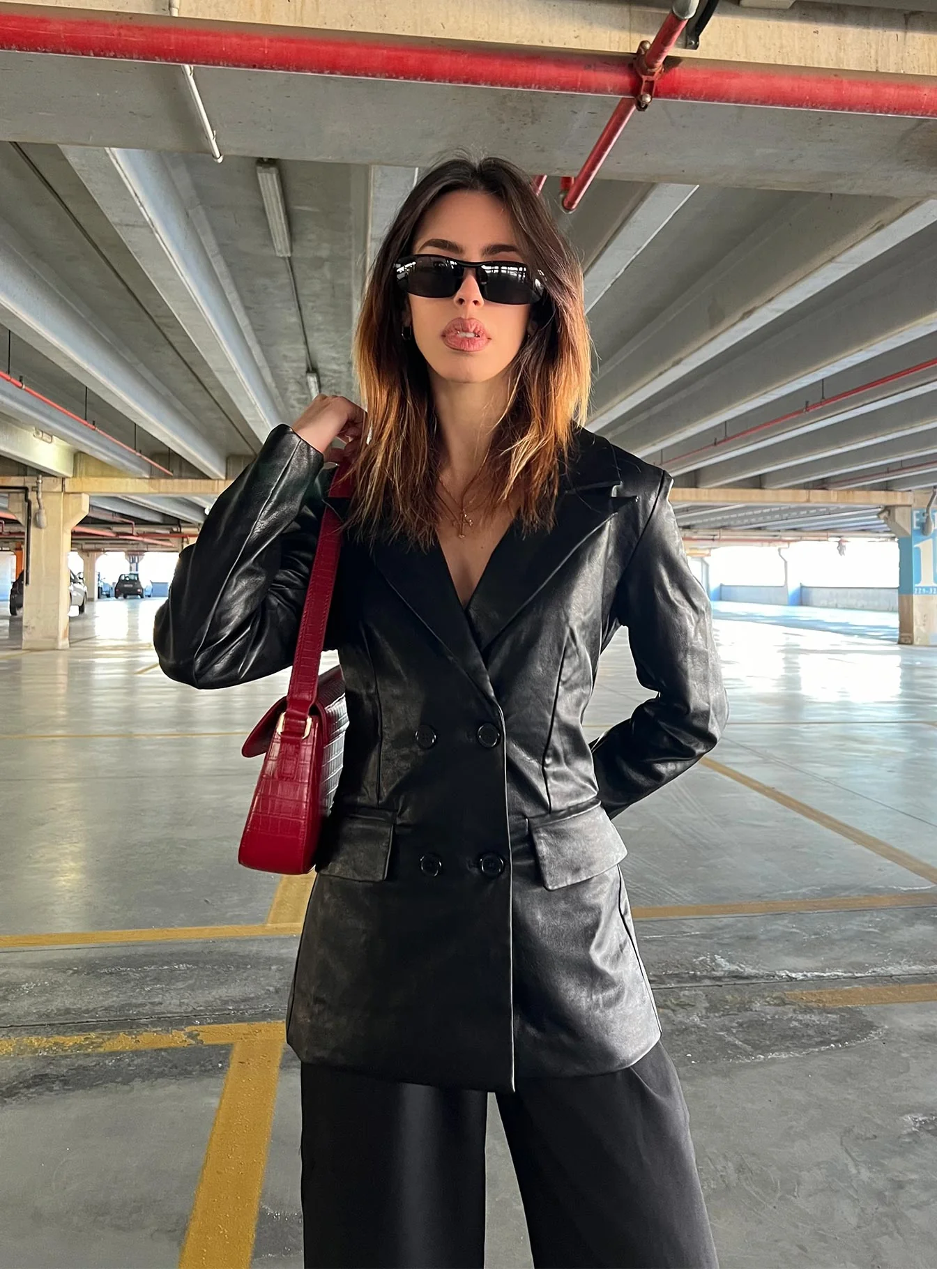 Ellen Faux Leather Blazer - Image 2