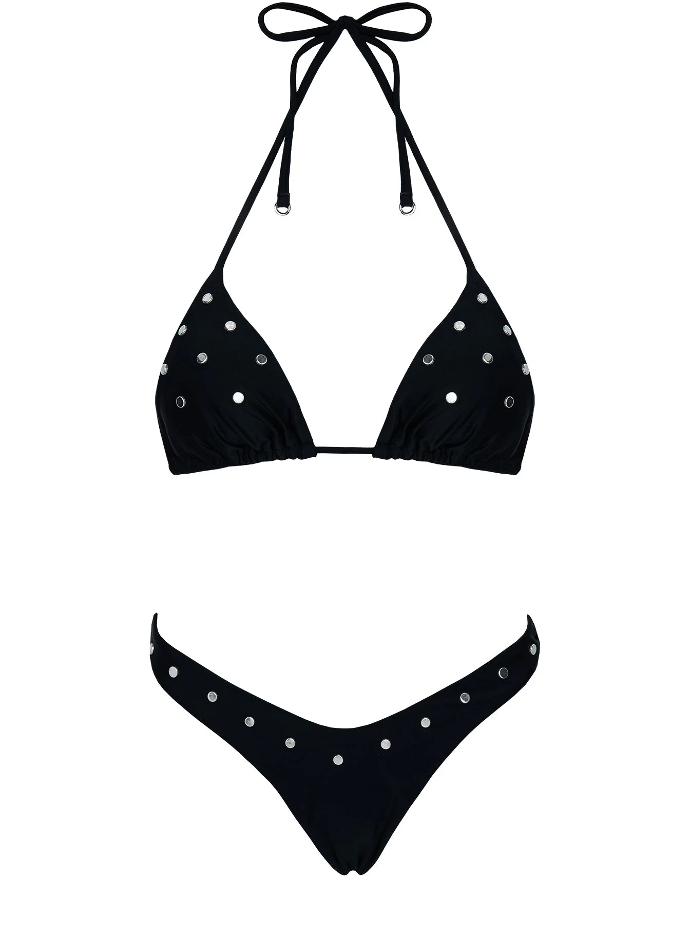 Ellie High Cut Studded Bikini Bottoms Black - Image 5