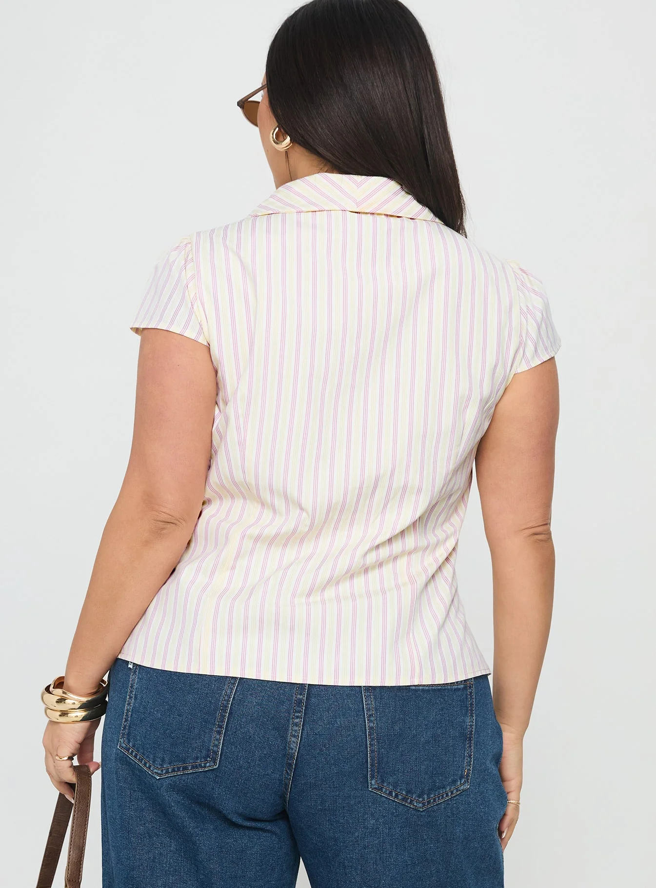 Ellis Island Collared Top Pink Stripe Curve - Image 5